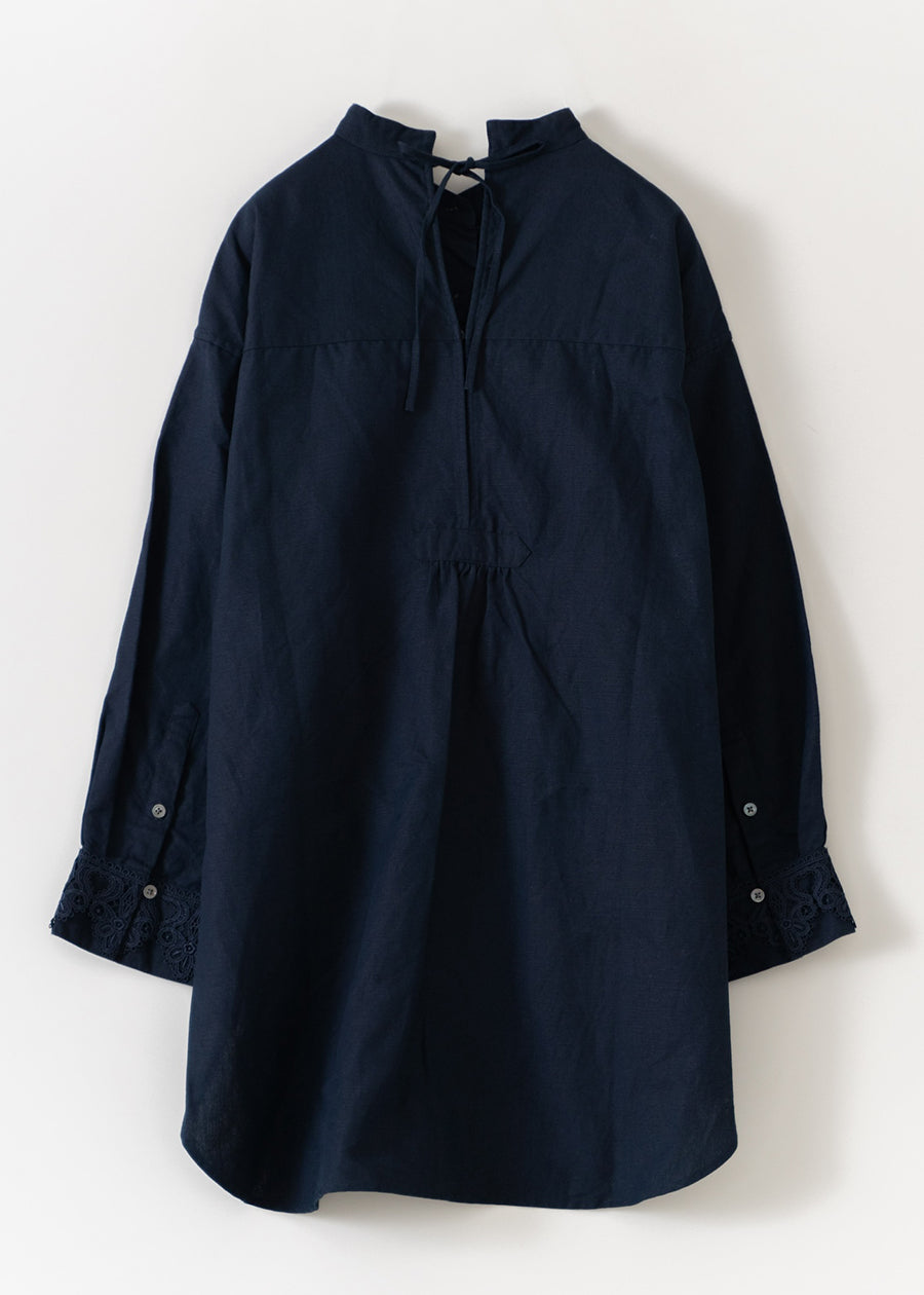 Heavy Linen Lace Long Shirt