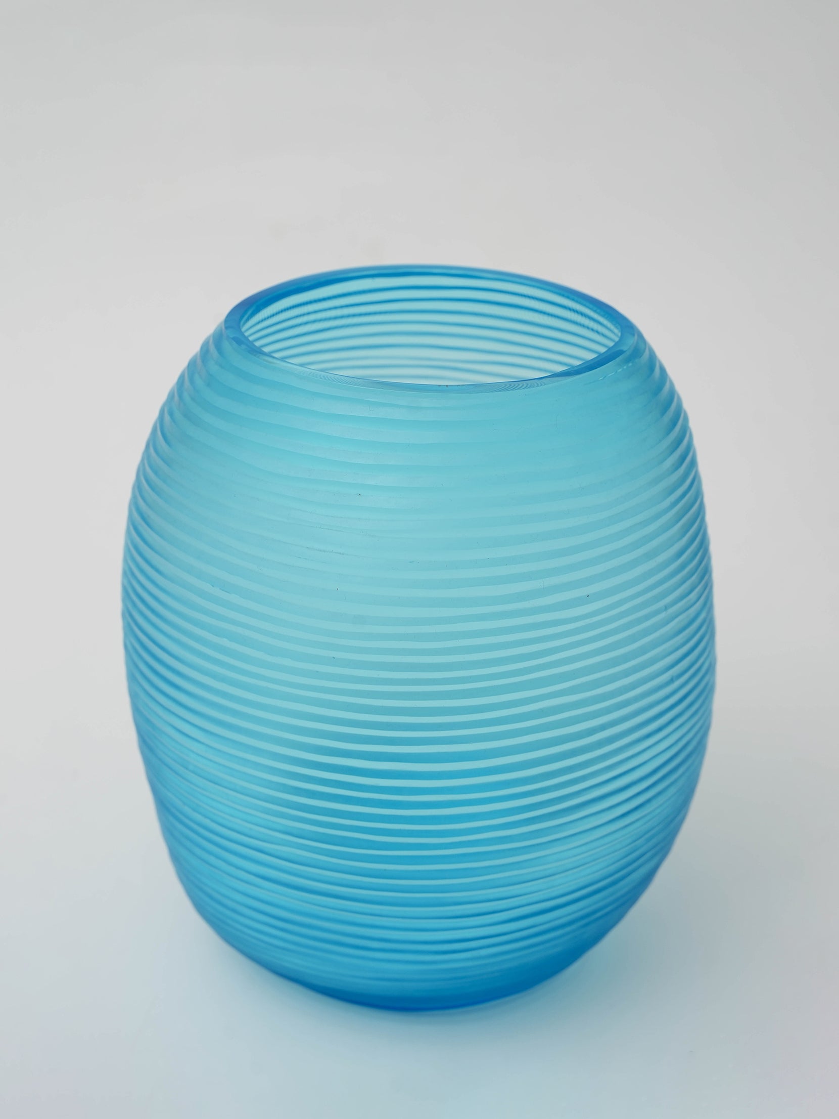 Hand Made Glass Flower Vase Turquoise