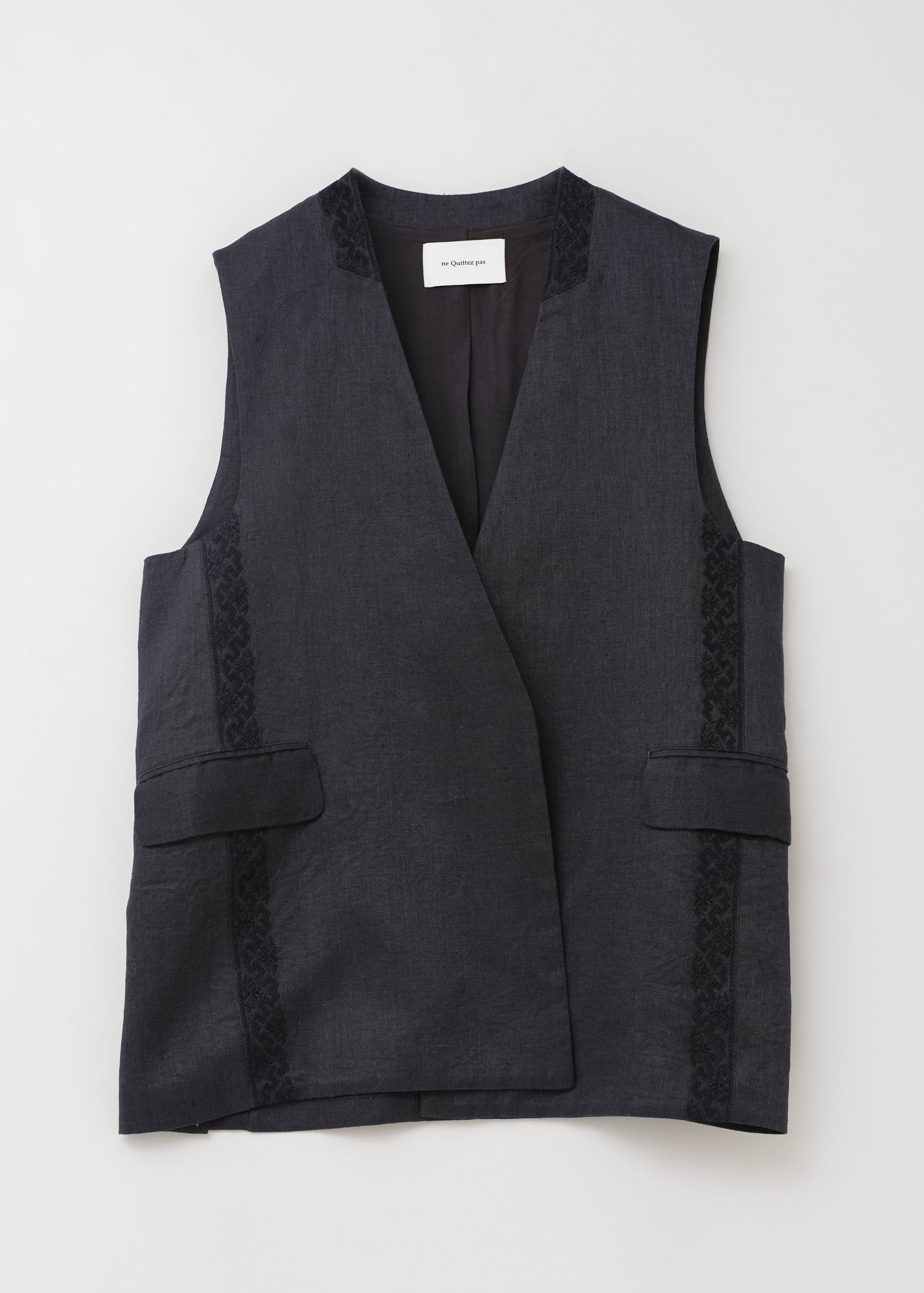Linen Twill Emb Gilet