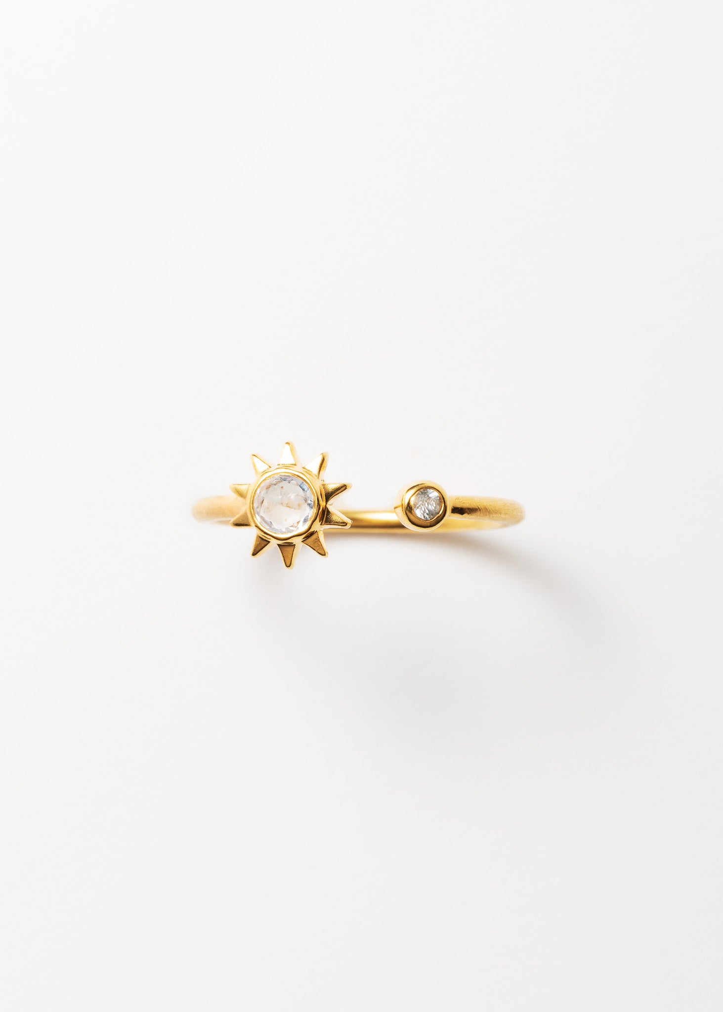 Sun Ring With Rainbow Moonstone & White Sapphire