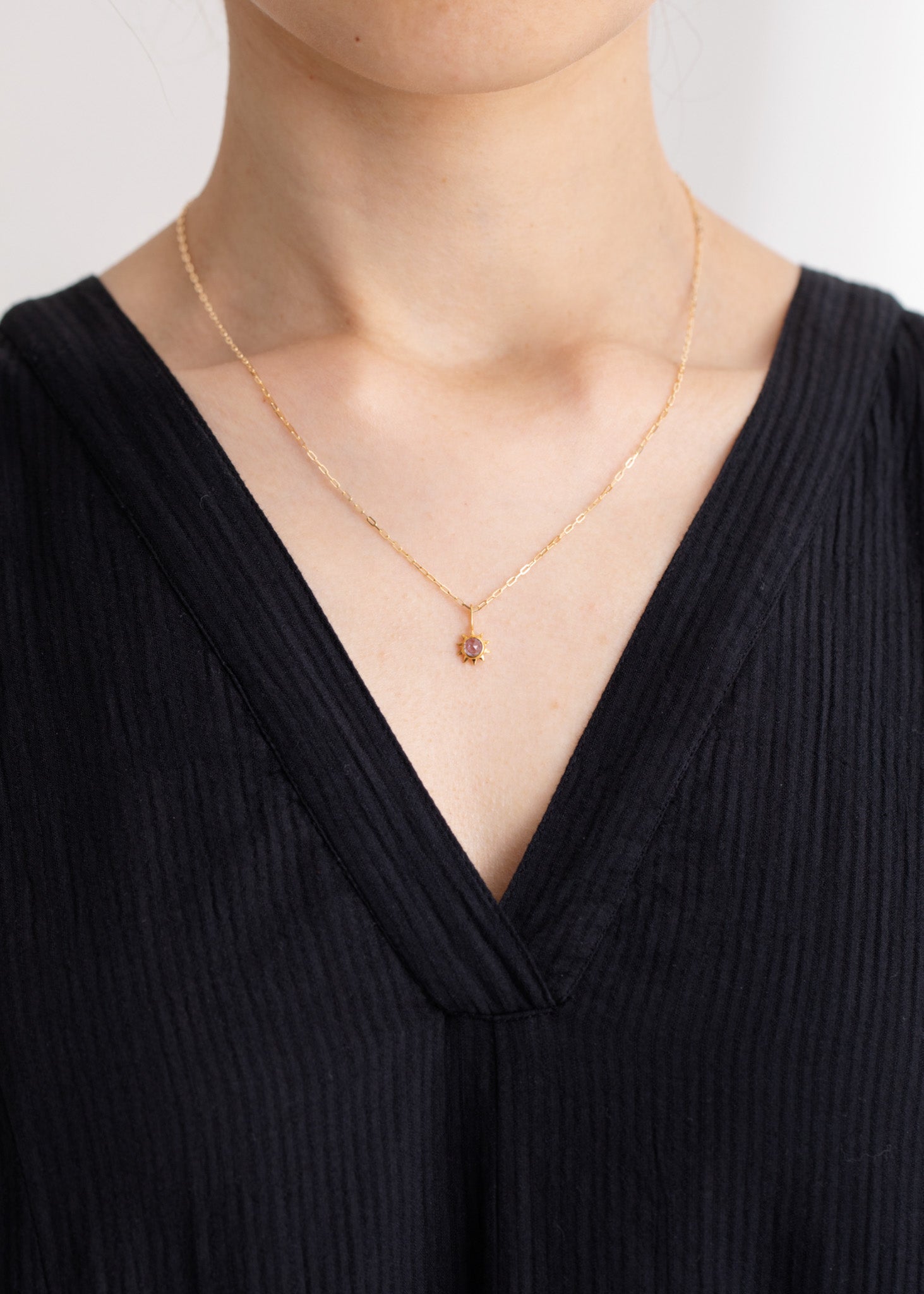 Sun Necklace Charm With Tanzanite