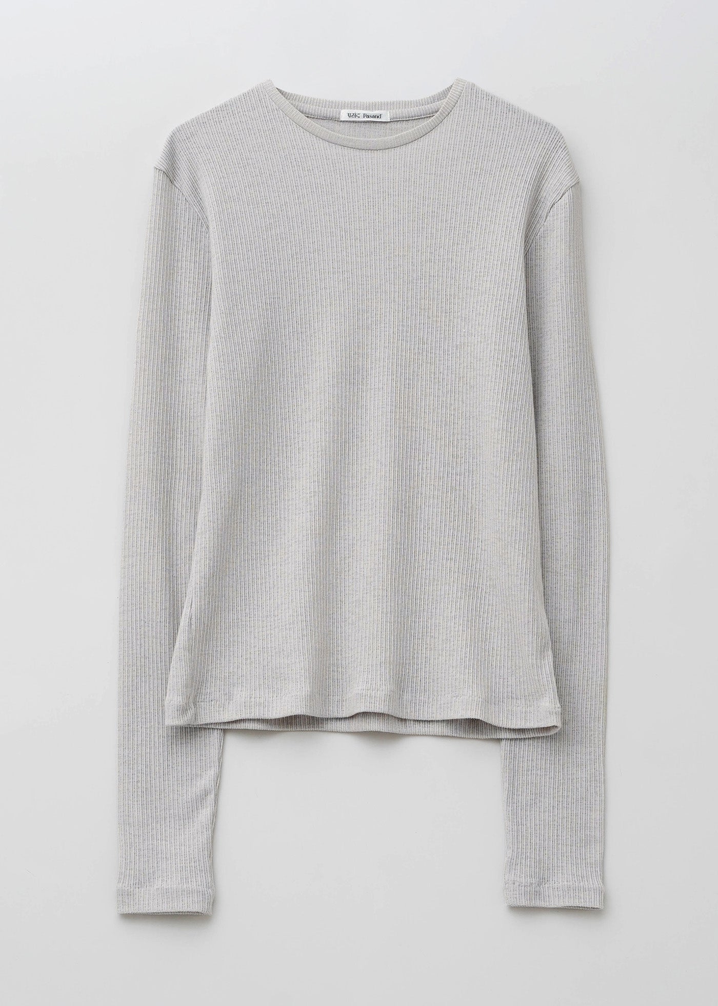 Crepey Natural Rib Crew Neck Top