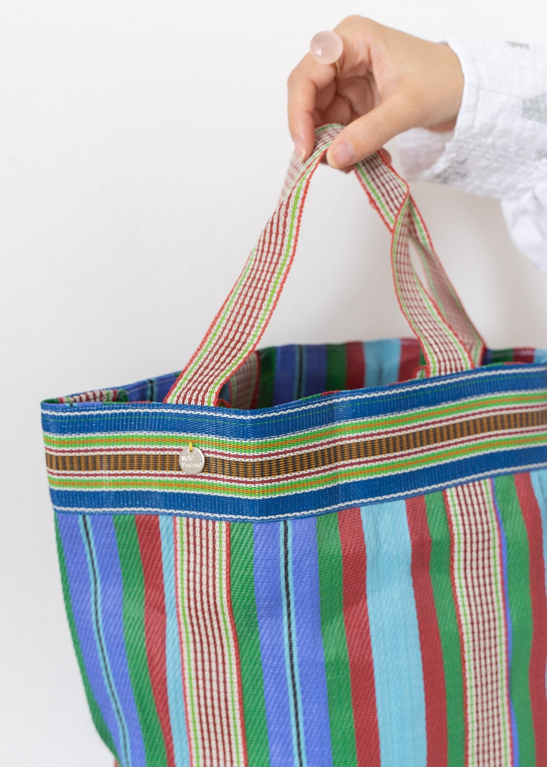 Multi Stripe Mesh Long Tote Bag