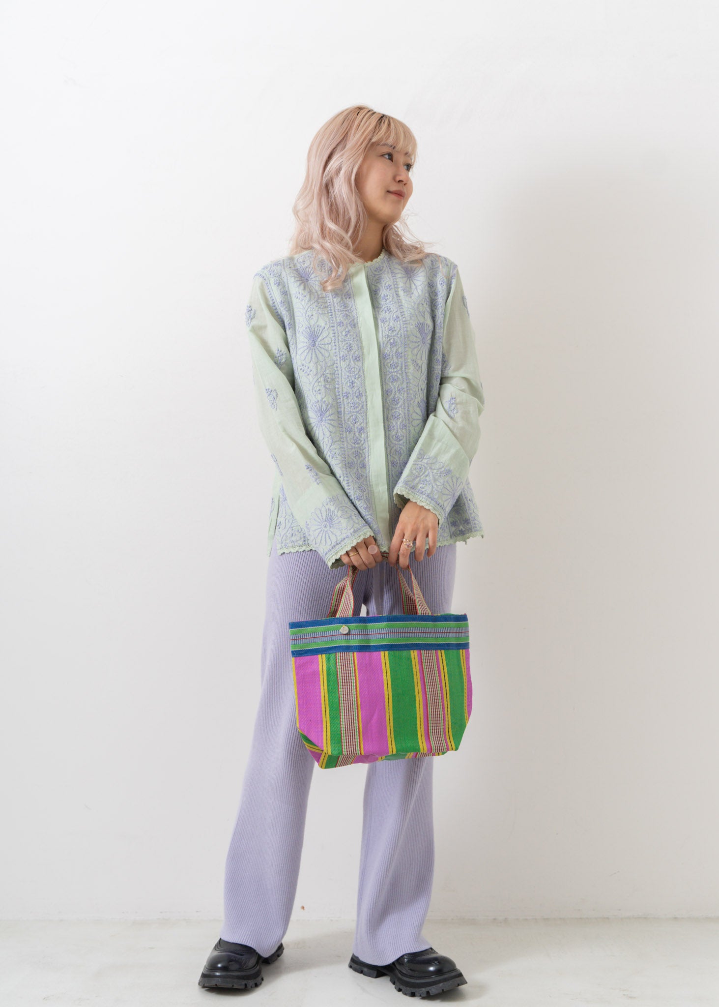 Multi Stripe Mesh Small Bag