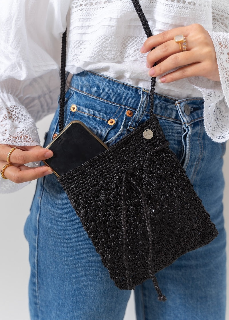 Metallic Macrame Sacoche Bag