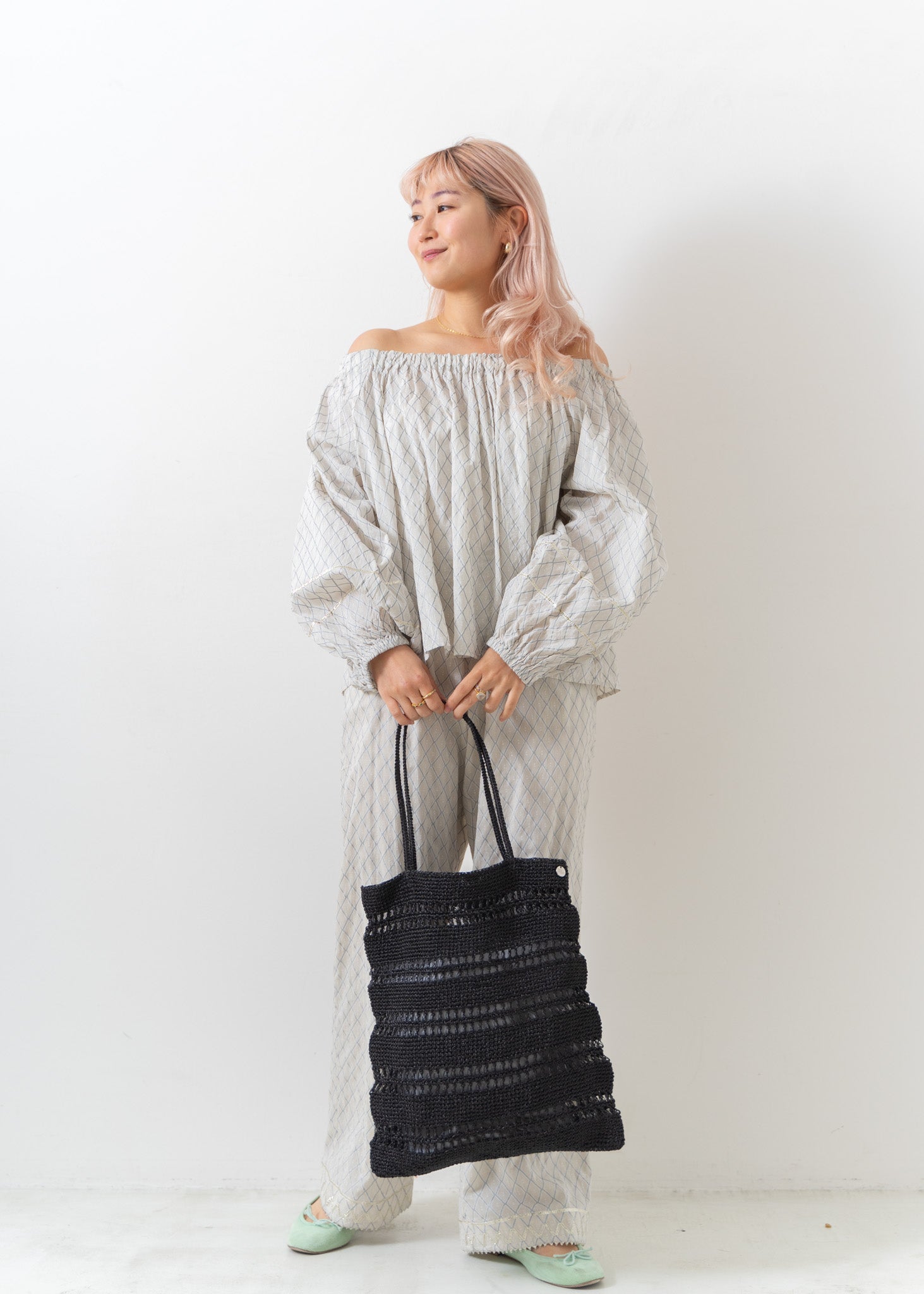 Metallic Macrame Tote Bag