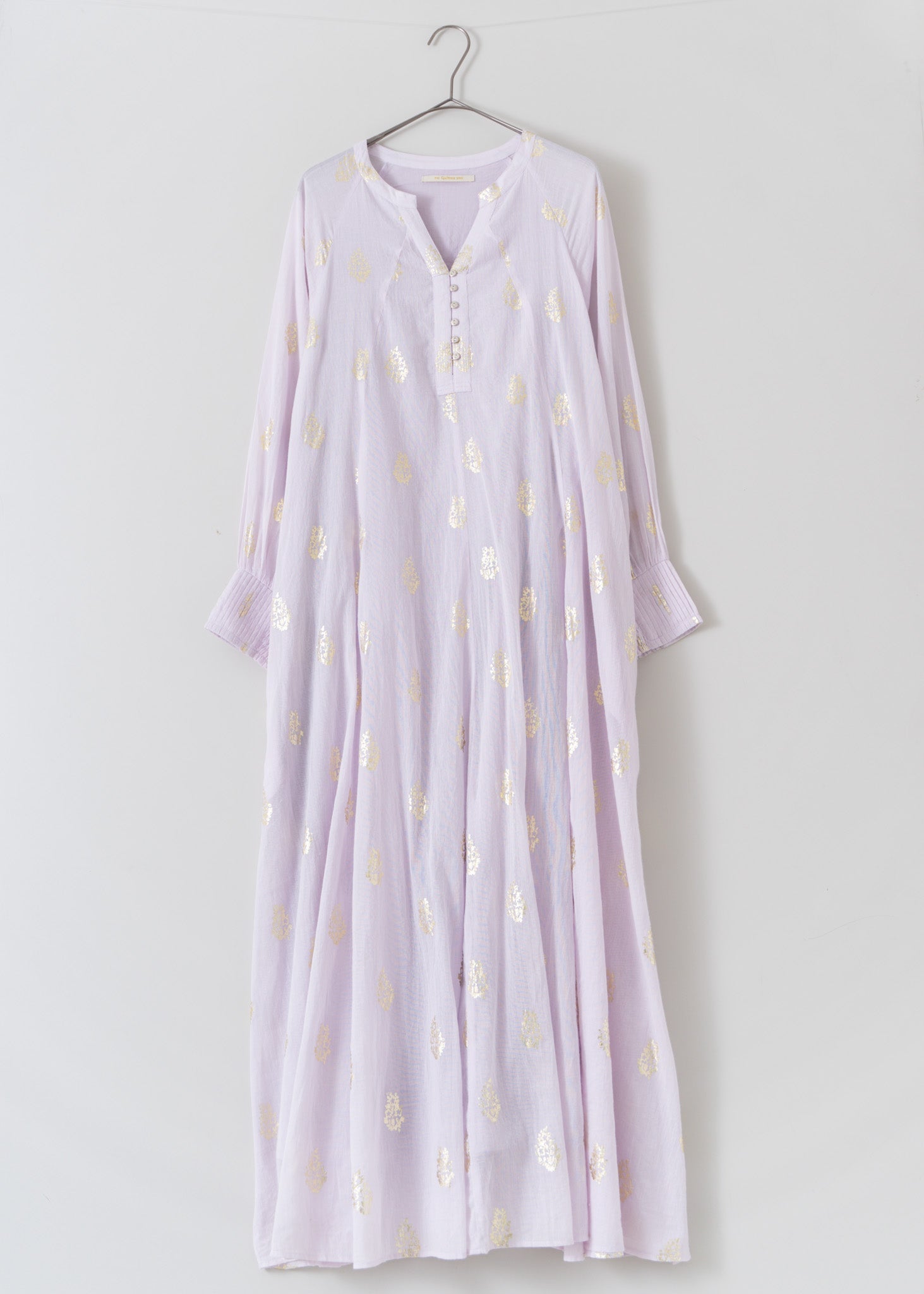 【White予約受付中】Cotton Voile Foil Flower Print Sleeve Dress