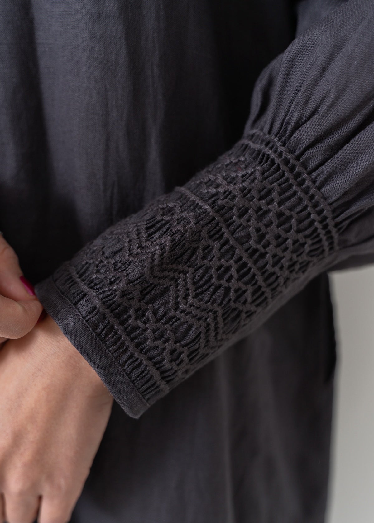 Ramie Smocking Lsv Dress