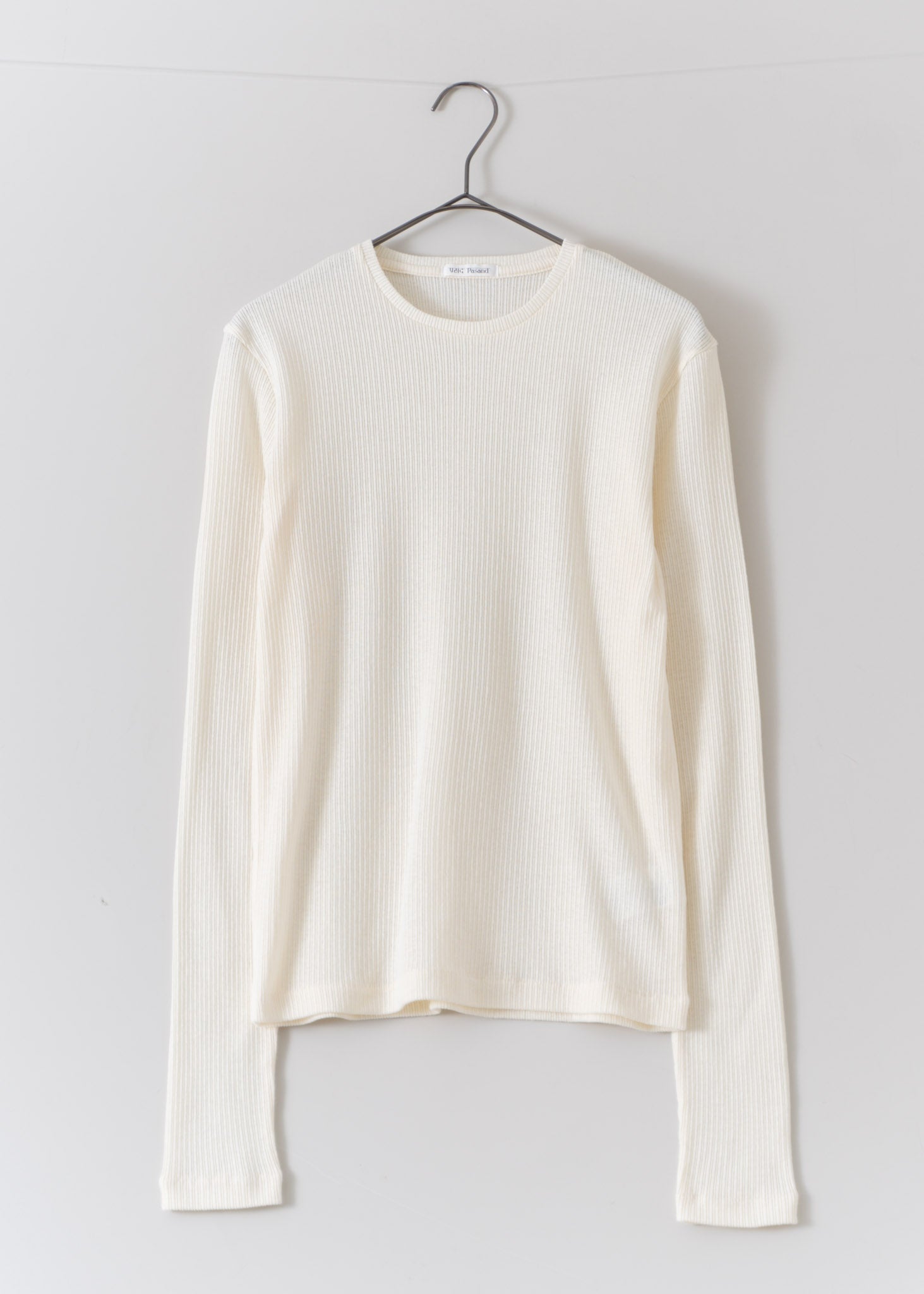 Crepey Natural Rib Crew Neck Top