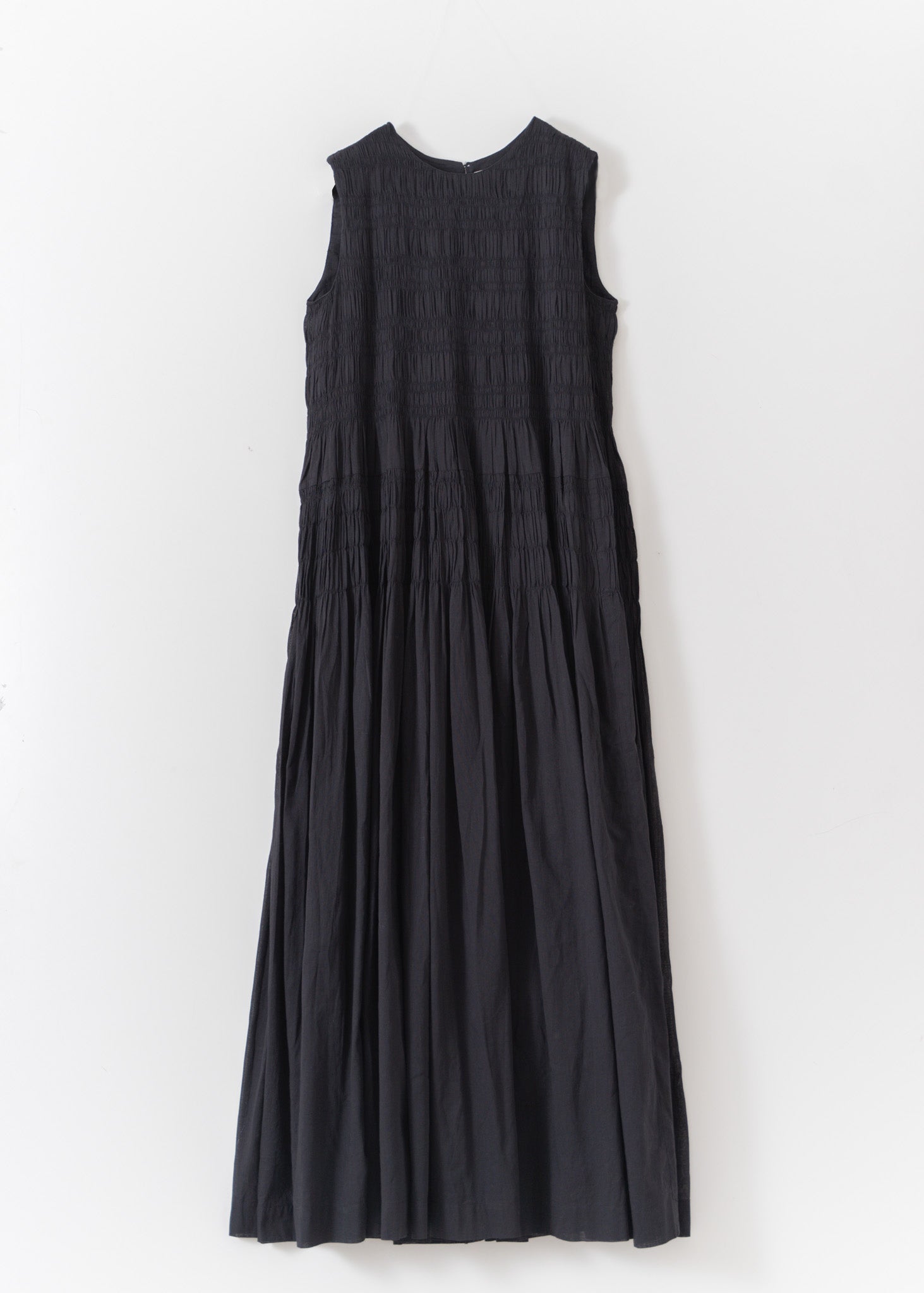 Cotton Voile Shirring Sleeveless Dress