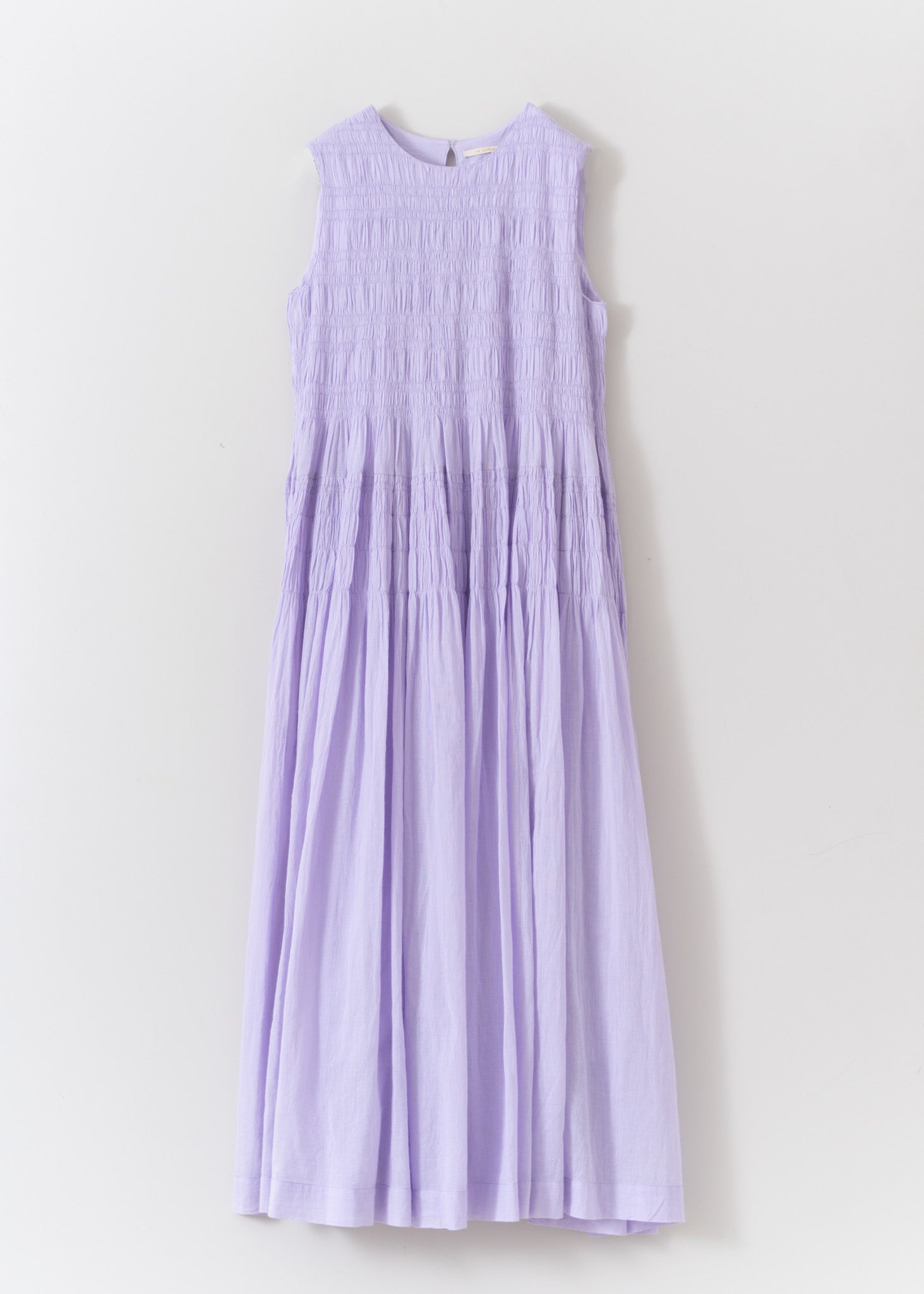 Cotton Voile Shirring Sleeveless Dress