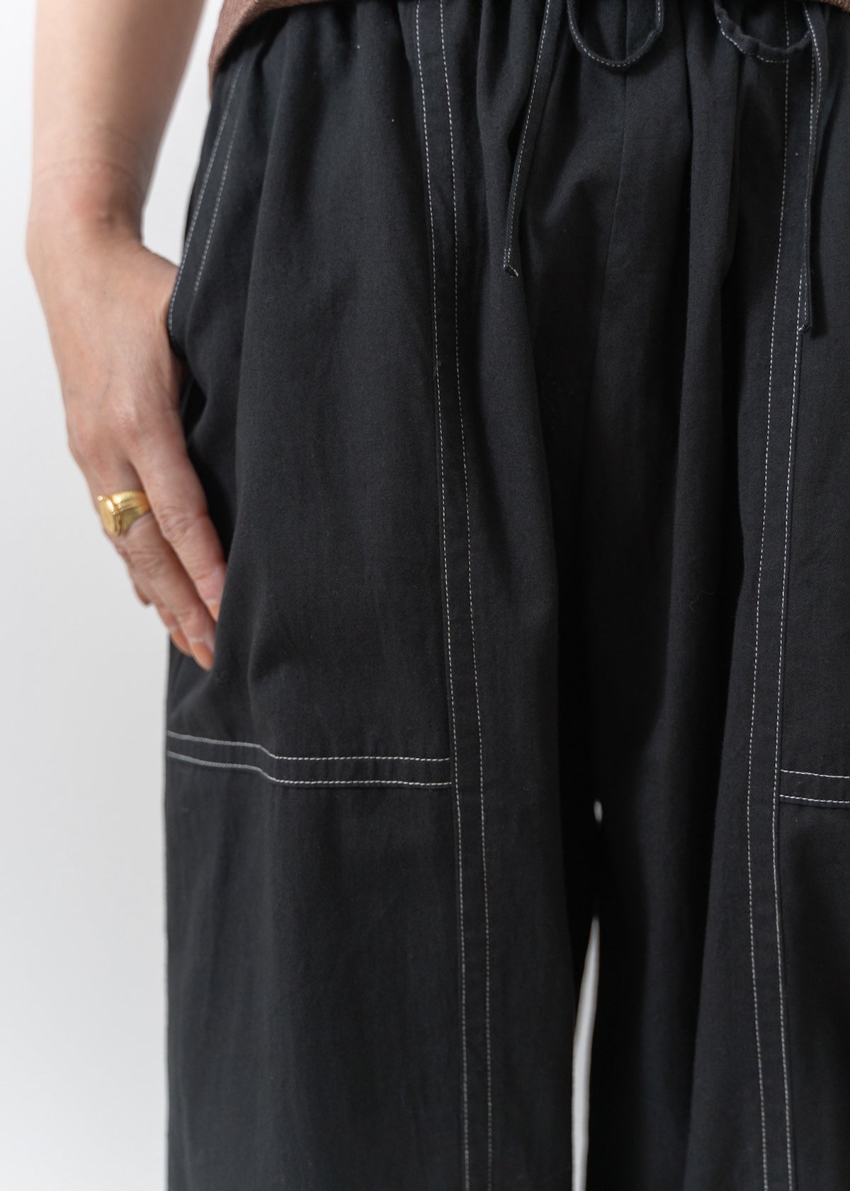 Cotton Twill Wide Pants