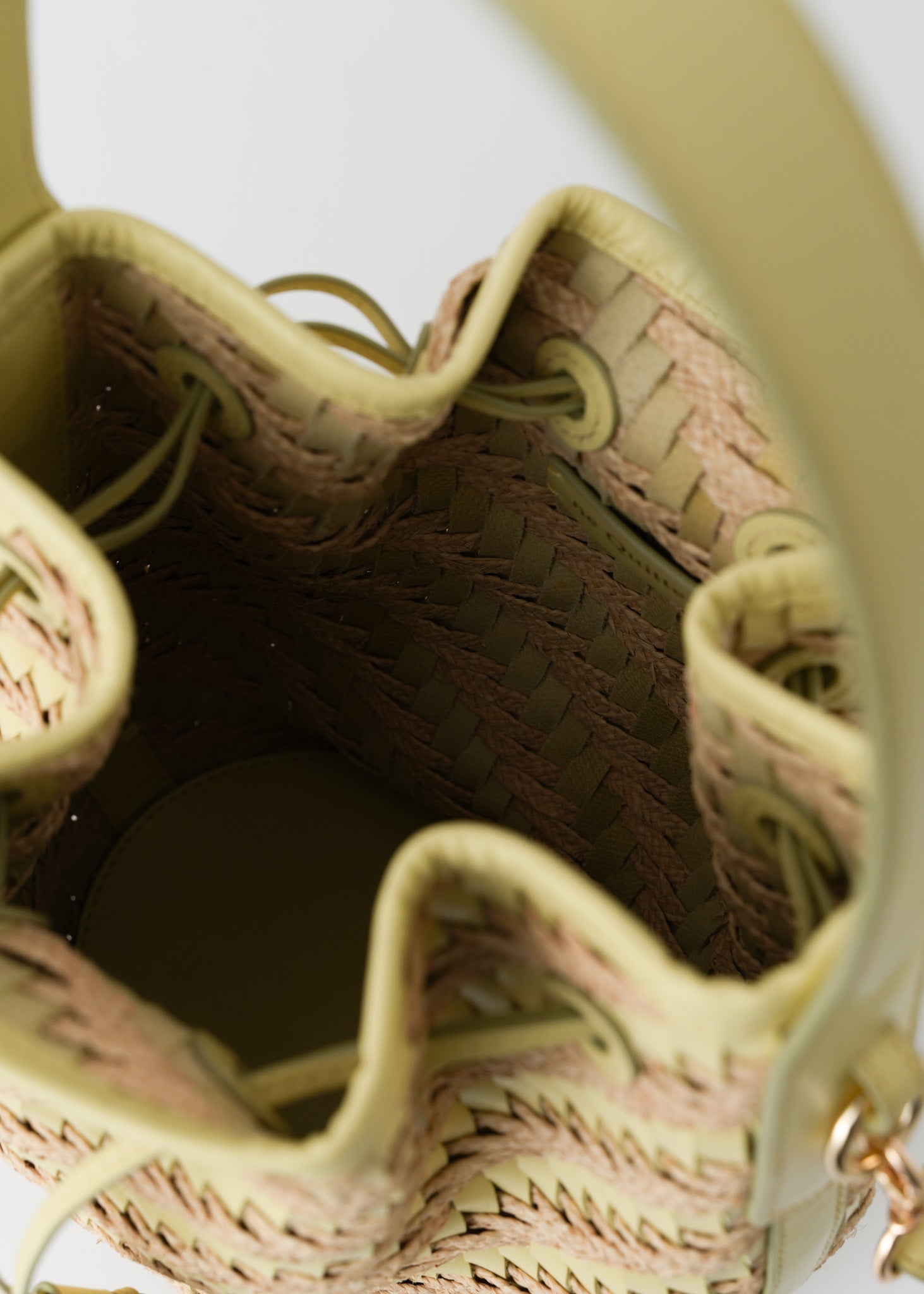 Leather Raffia Bucket Bag