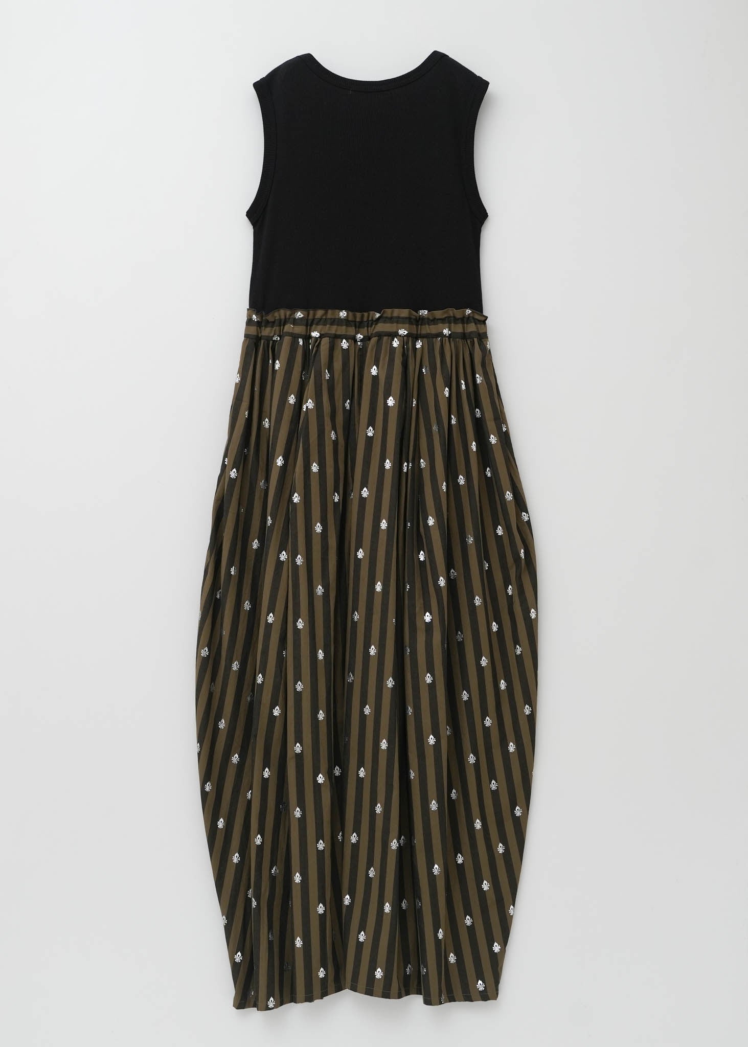 Rib Tank Combi Poplin Stripe Foil Print Dress