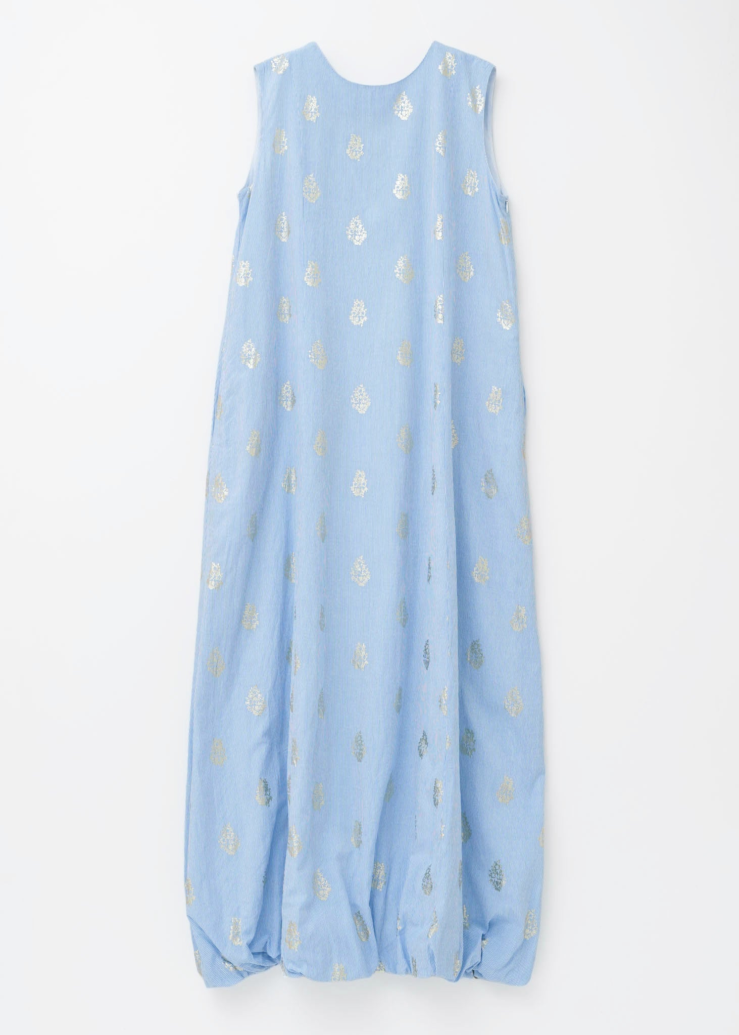 Cotton Foil Printed Sleeveless Baloon Dress