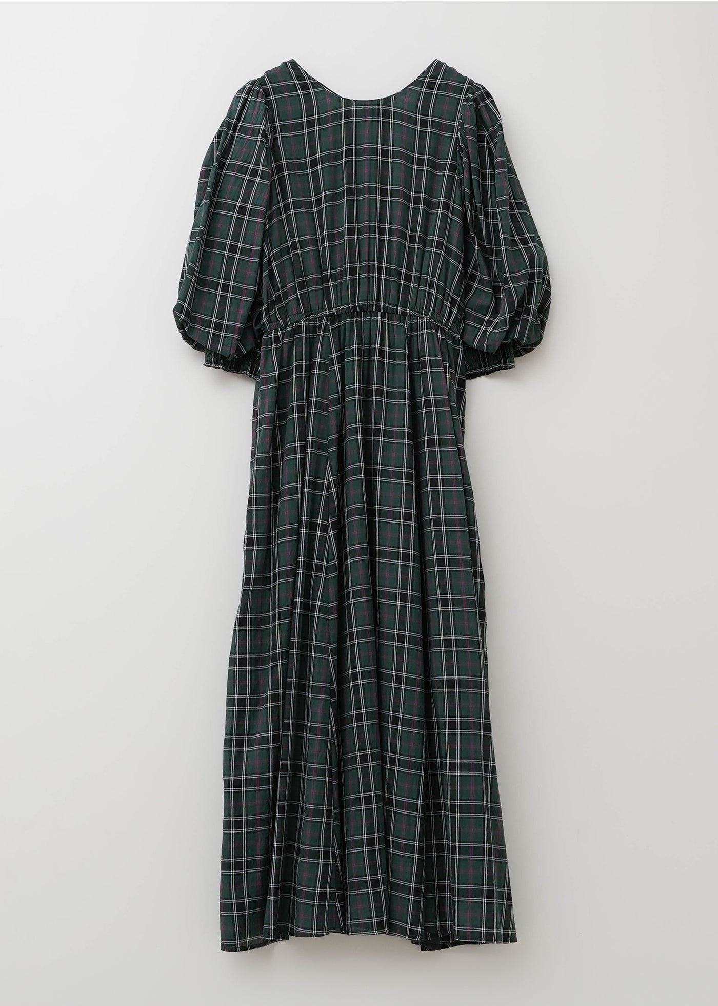 Cotton Voile Check Volume Sleeve Dress