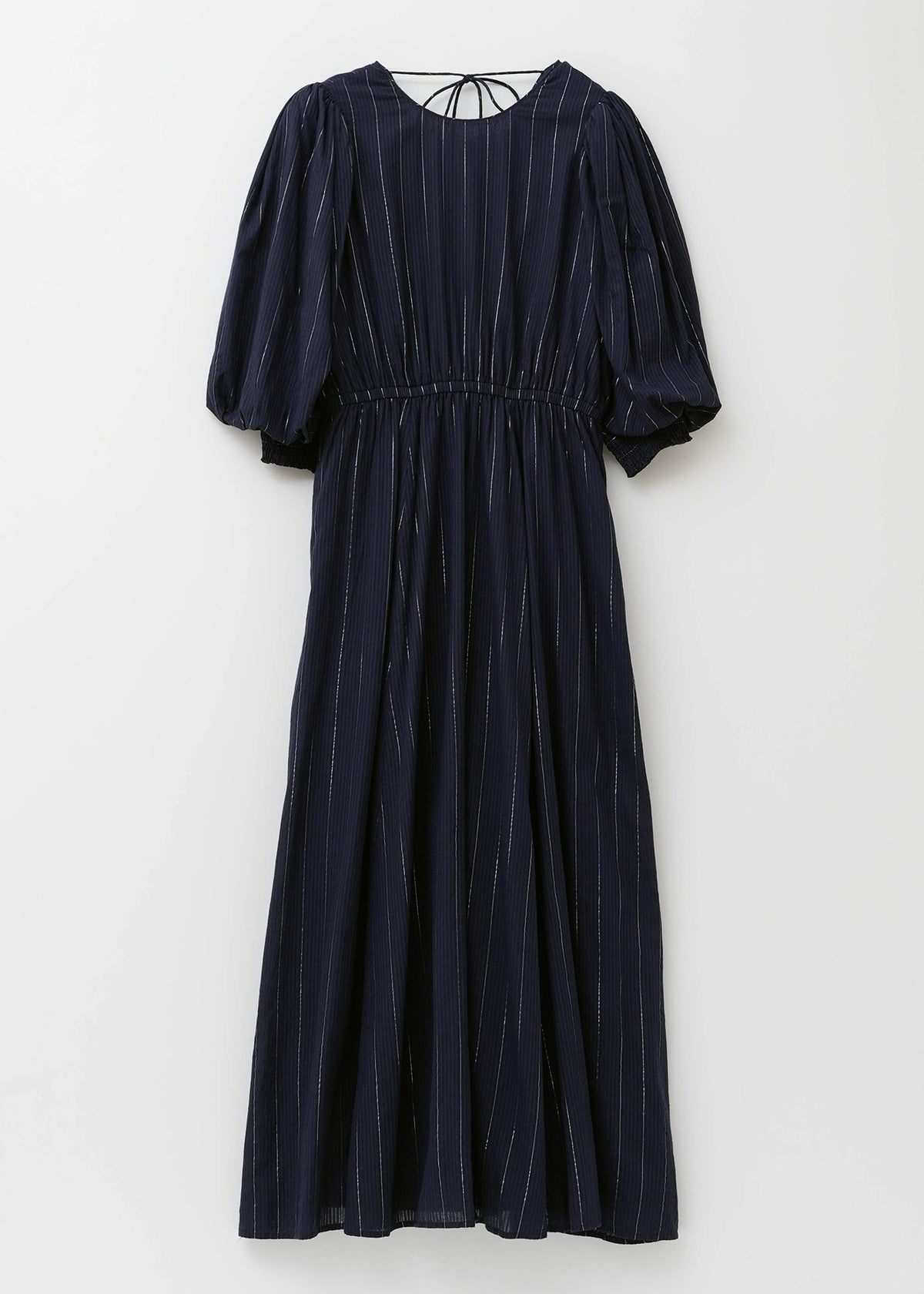 Cotton Lurex Stripe Volume Sleeve Dress | Pasand by ne Quittez pas 