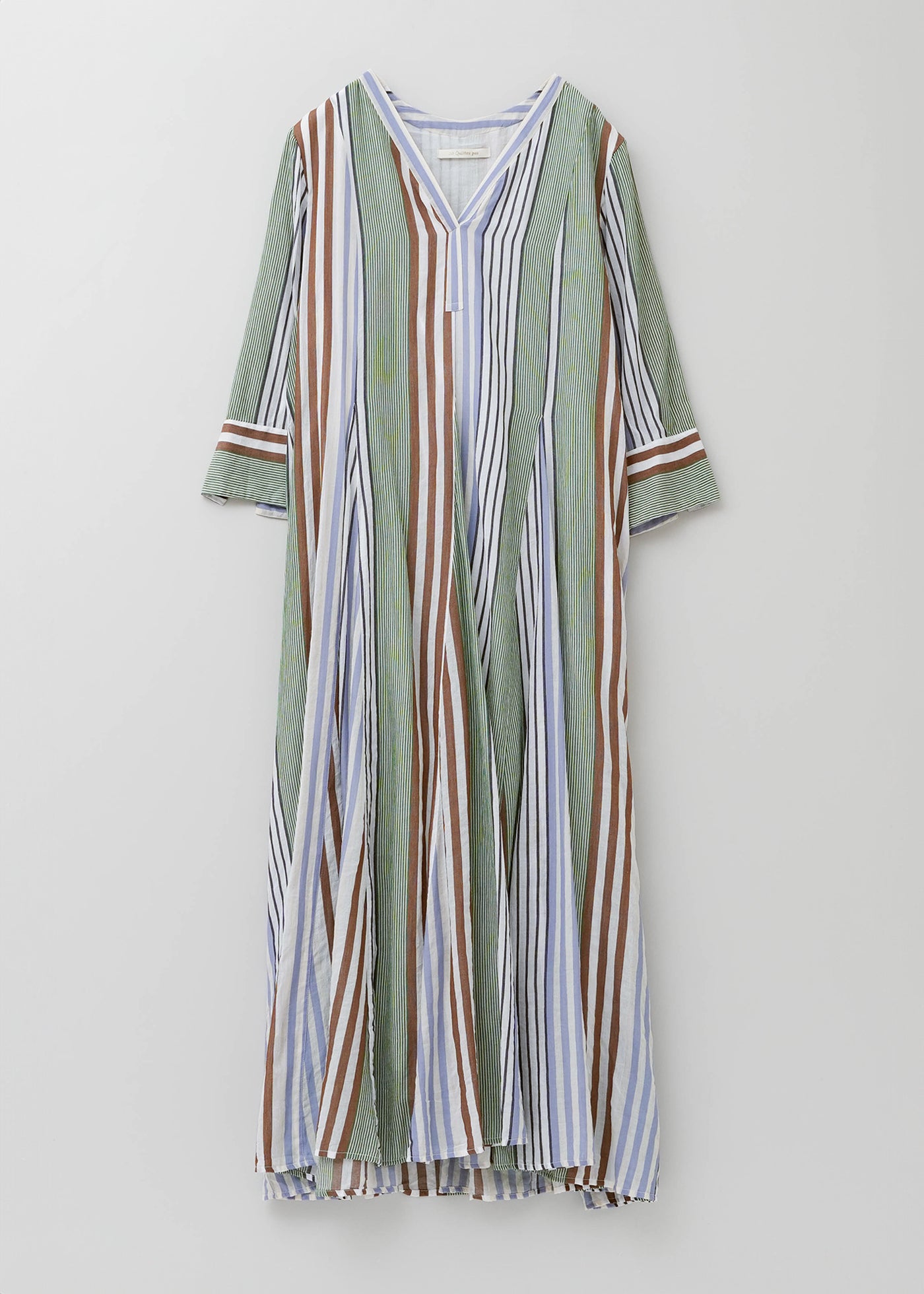 Cotton Voile Stripe Panel Dress