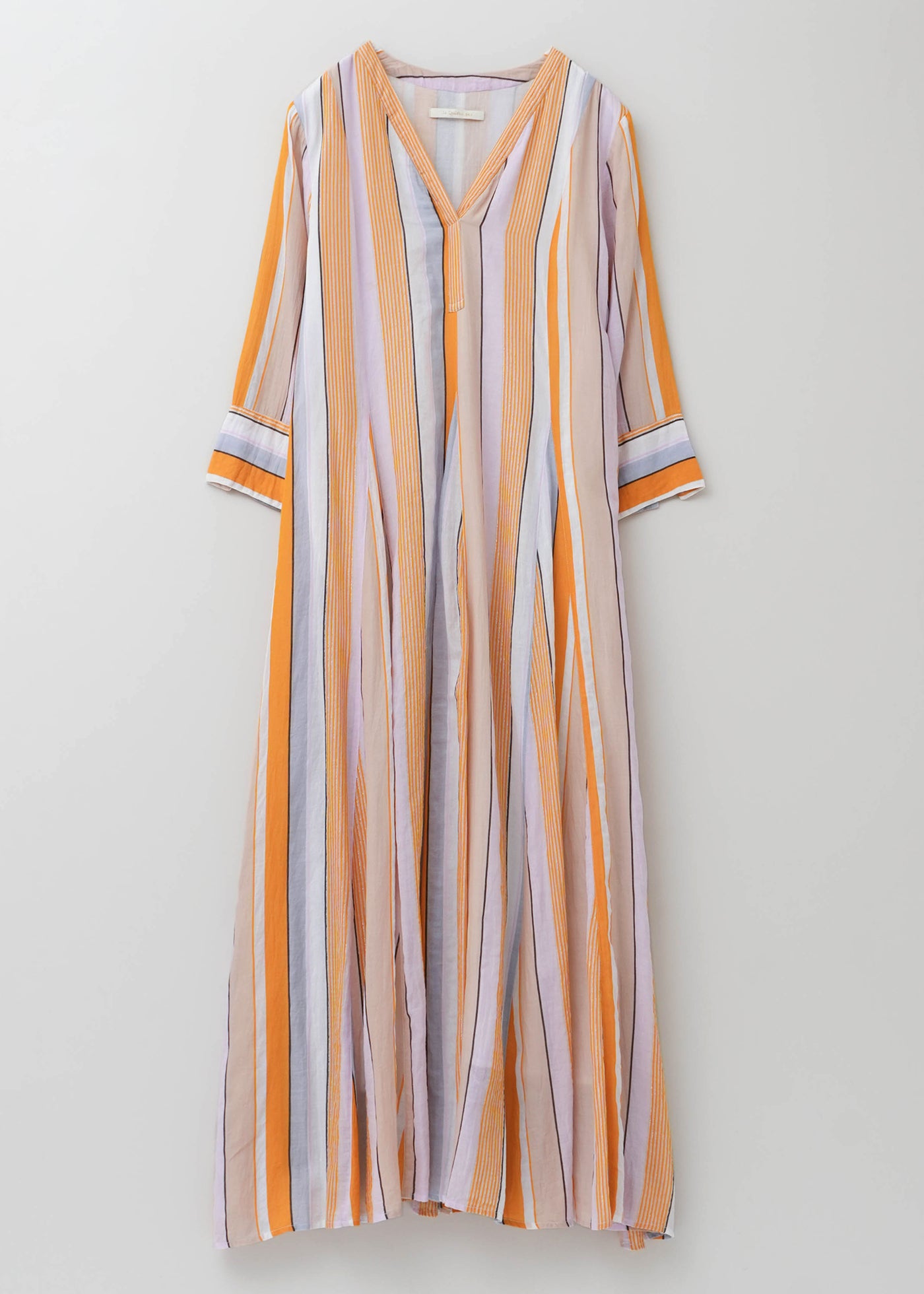 Cotton Voile Stripe Panel Dress