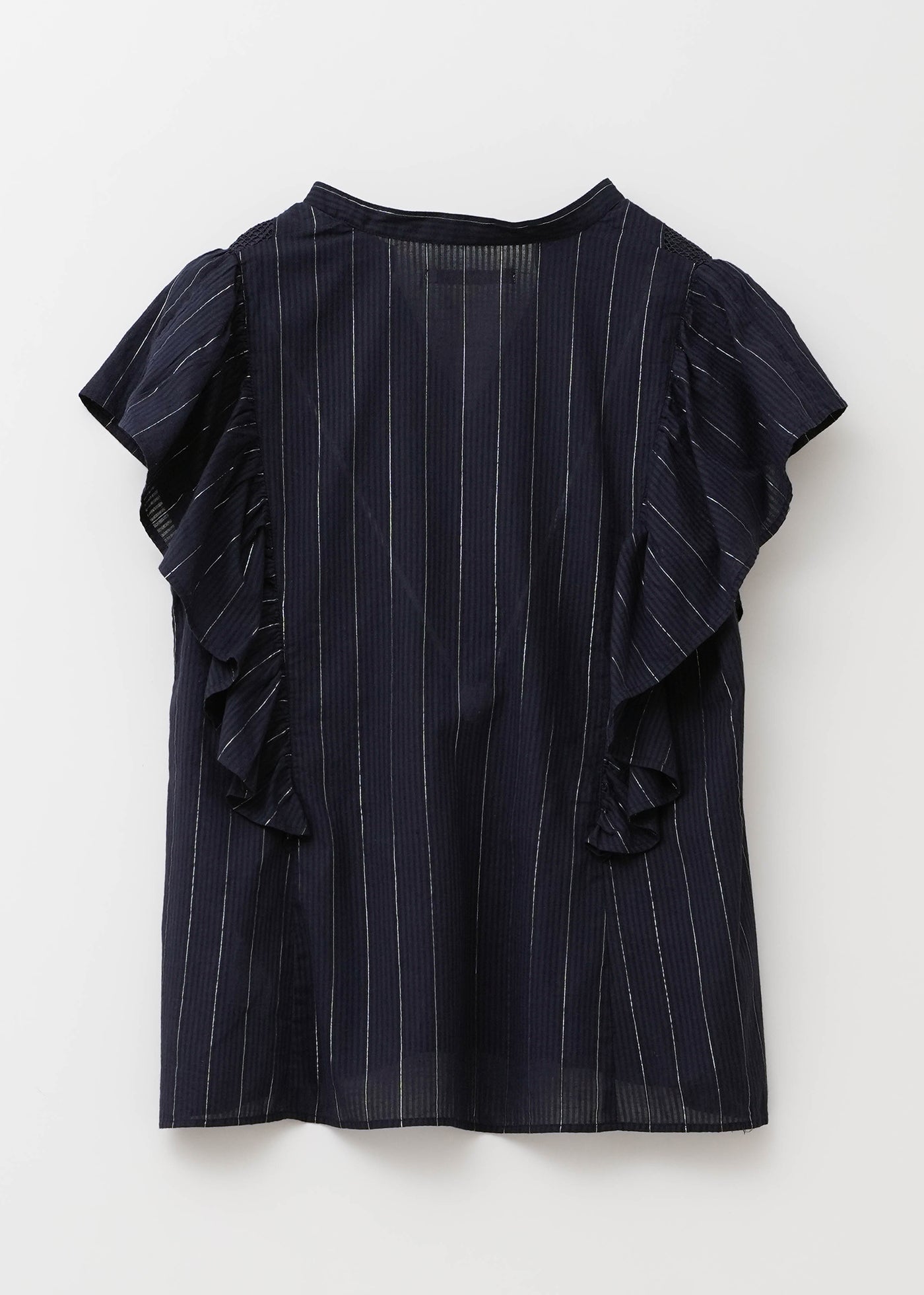 Cotton Lurex Stripe Lace Mix Blouse