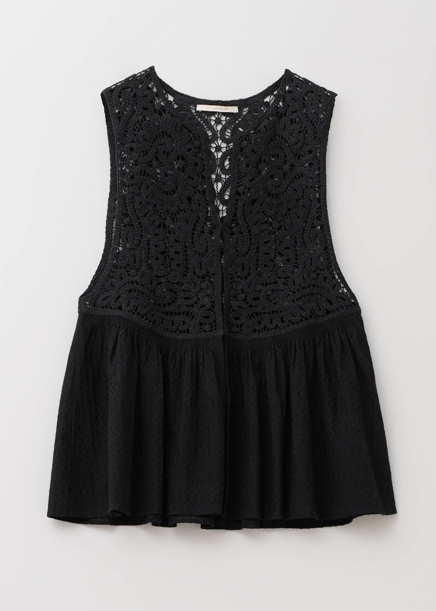 Cotton Jacquard Lace Yoke Top