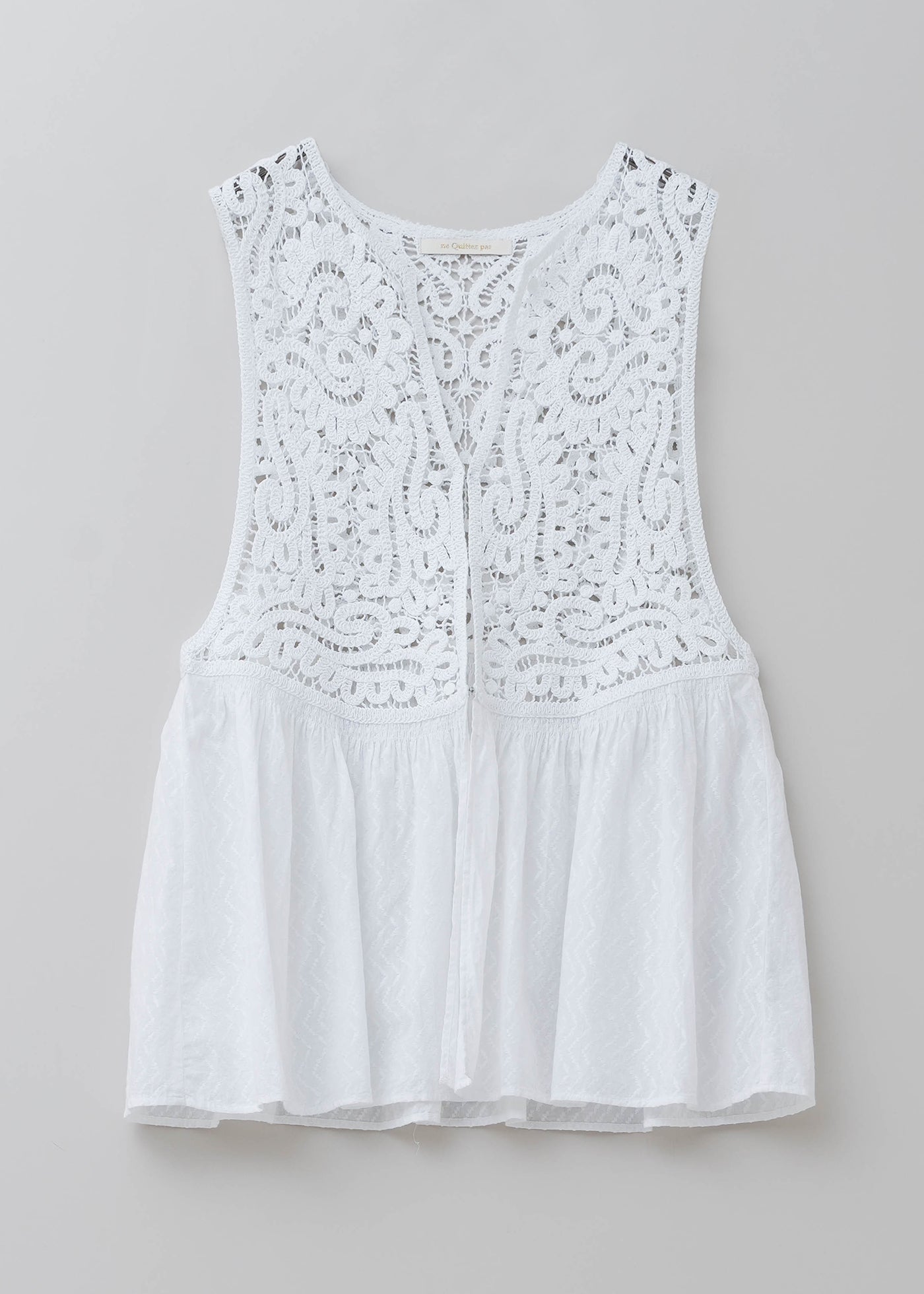 Cotton Jacquard Lace Yoke Top