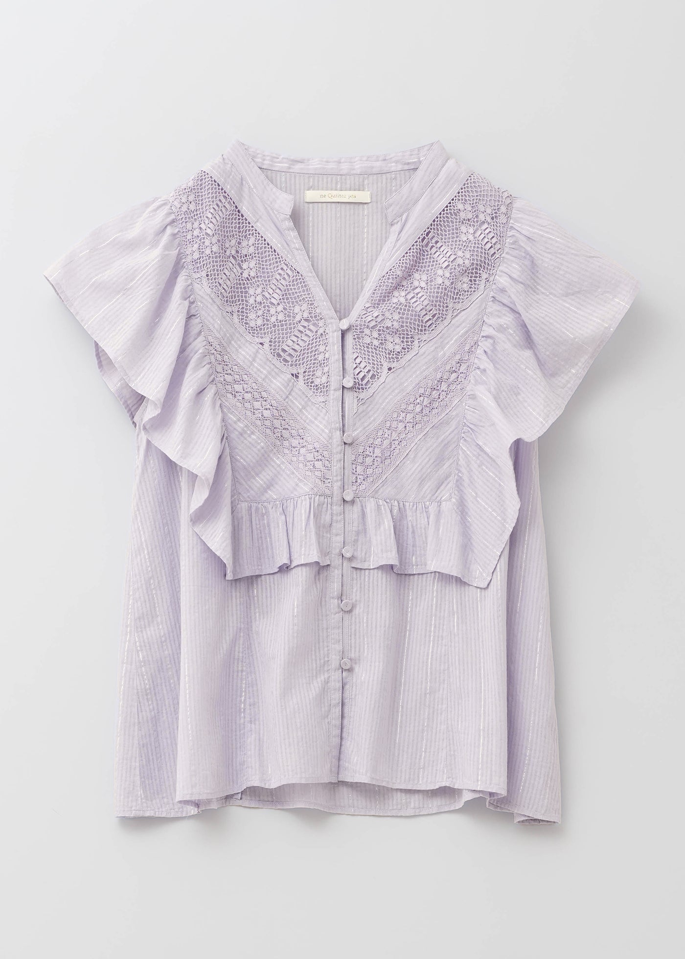 Cotton Lurex Stripe Lace Mix Blouse