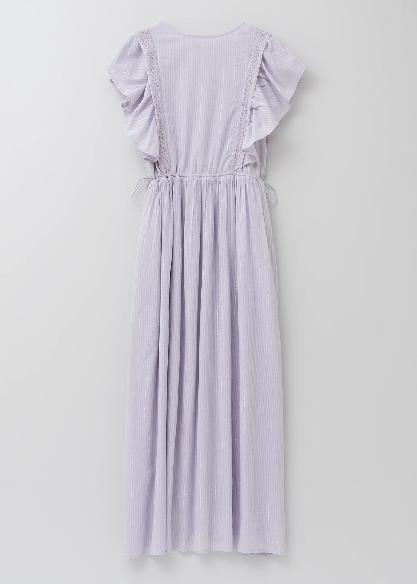 Cotton Lurex Stripe Frill Sleeve Dress