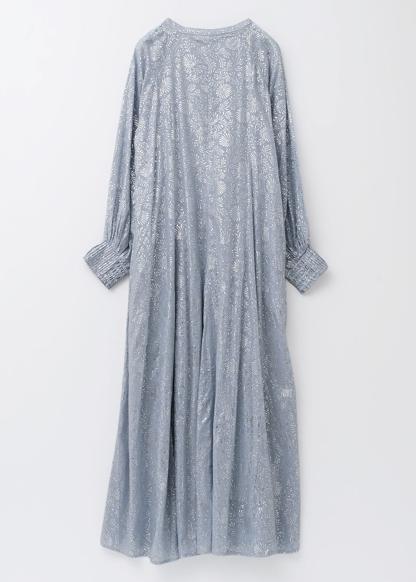 Cotton Voile Foil Flower Print Panel Dress