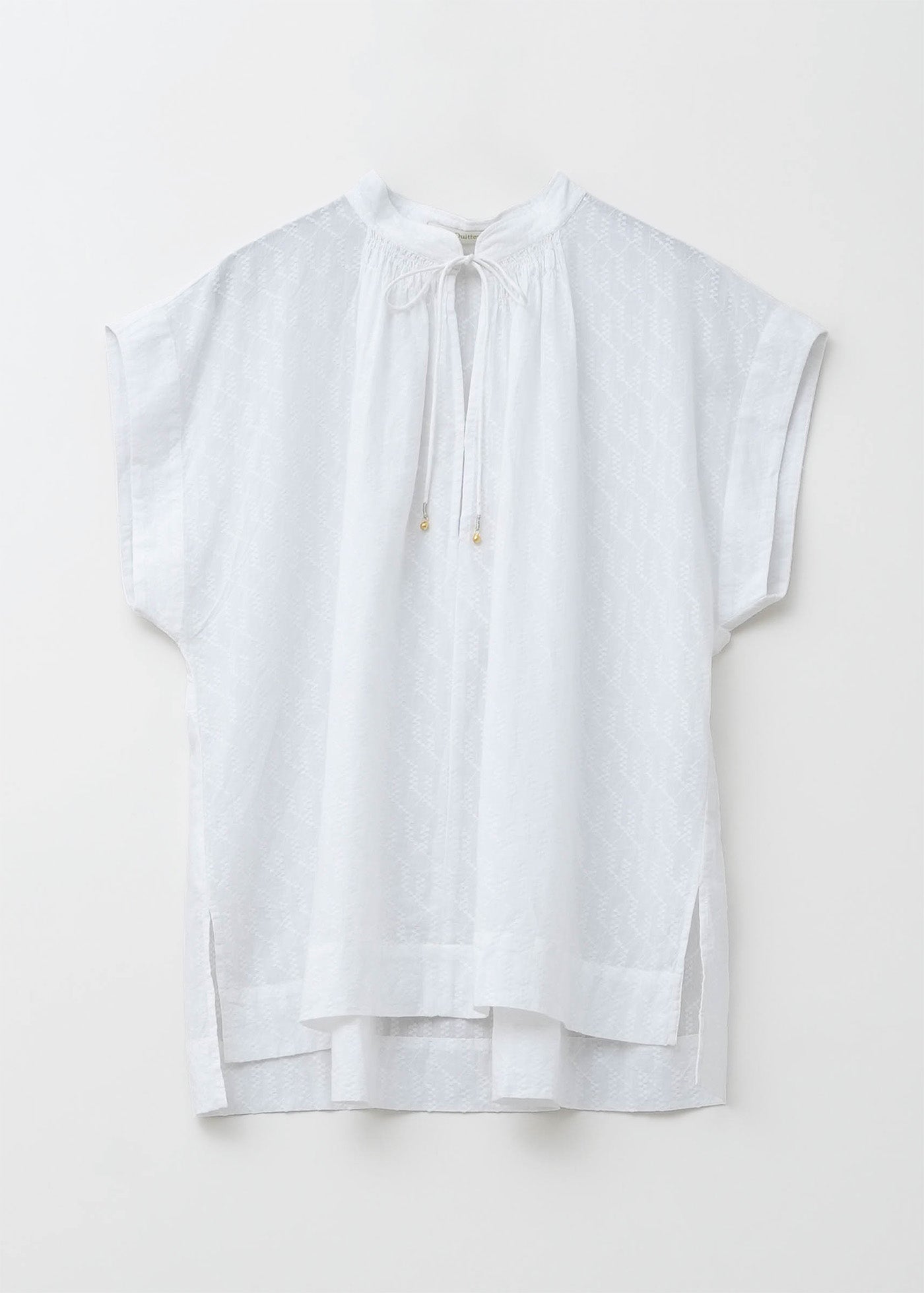 Cotton Zigzag Dobby French Sleeve Blouse