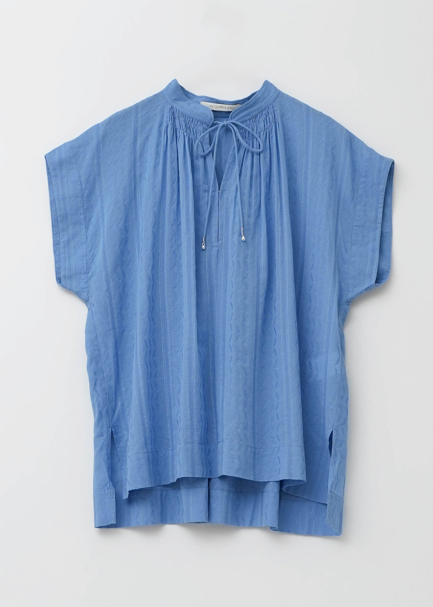 Cotton Zigzag Dobby French Sleeve Blouse