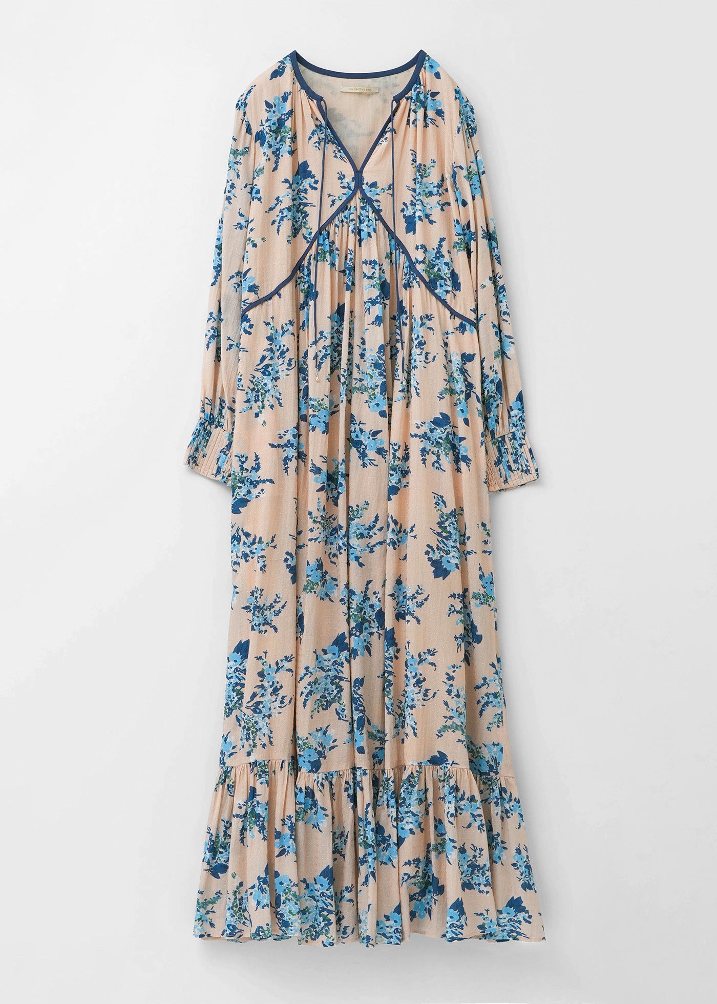 Cotton Rayon Flower Print Piping Dress