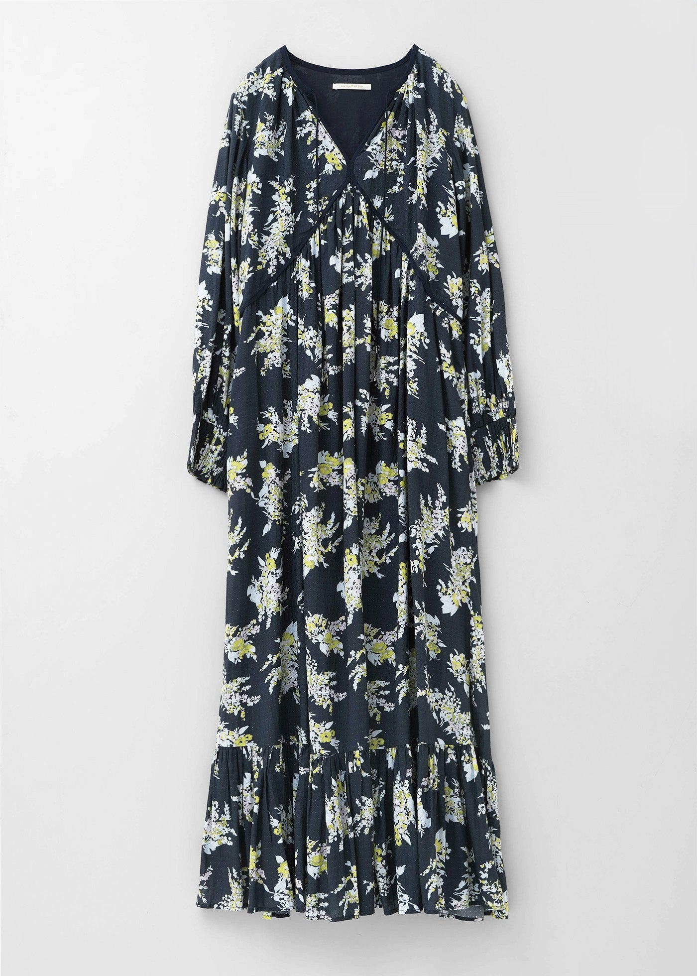 Cotton Rayon Flower Print Piping Dress