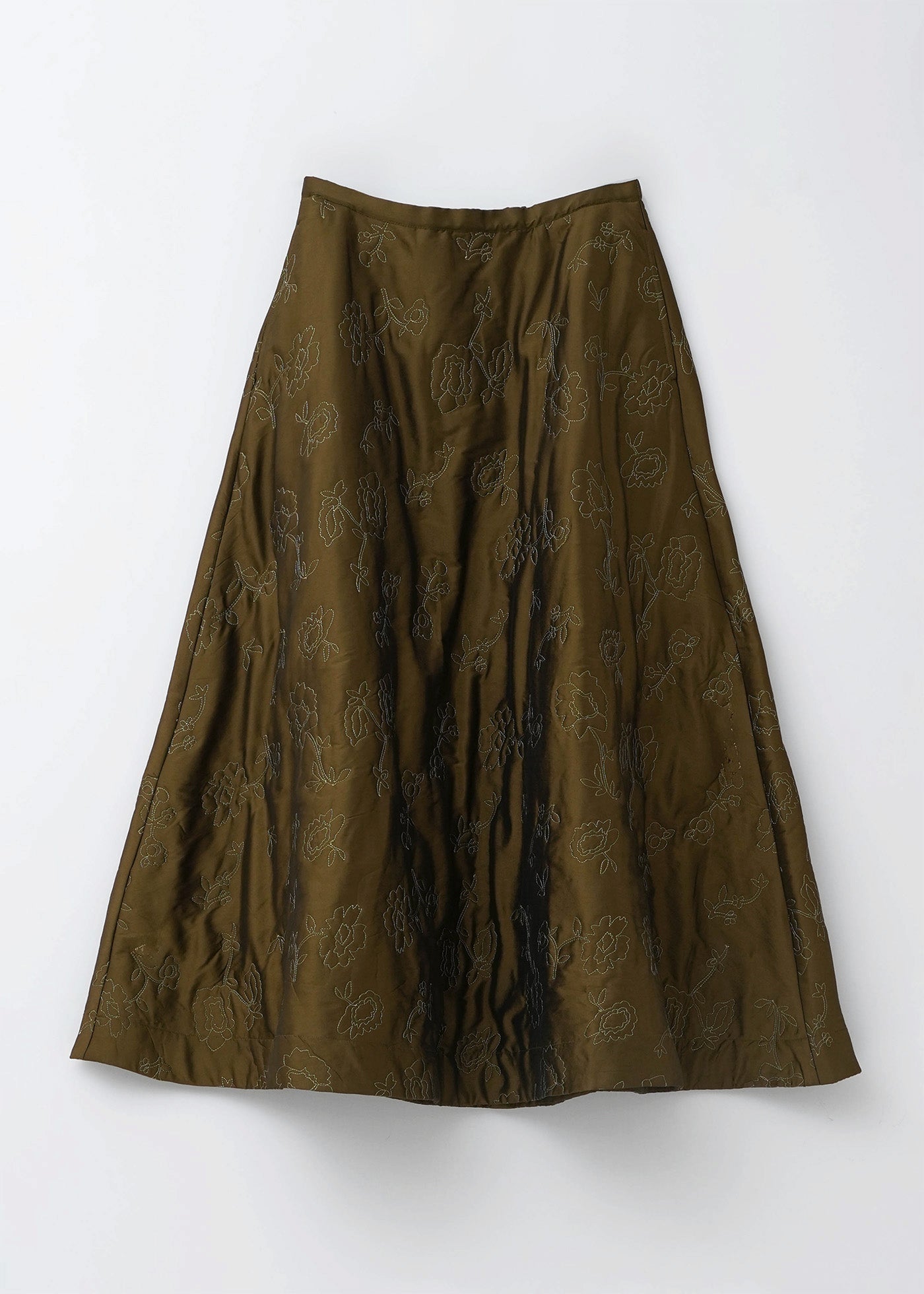 Poly Dupion Flower Embroidery Quilting Skirt