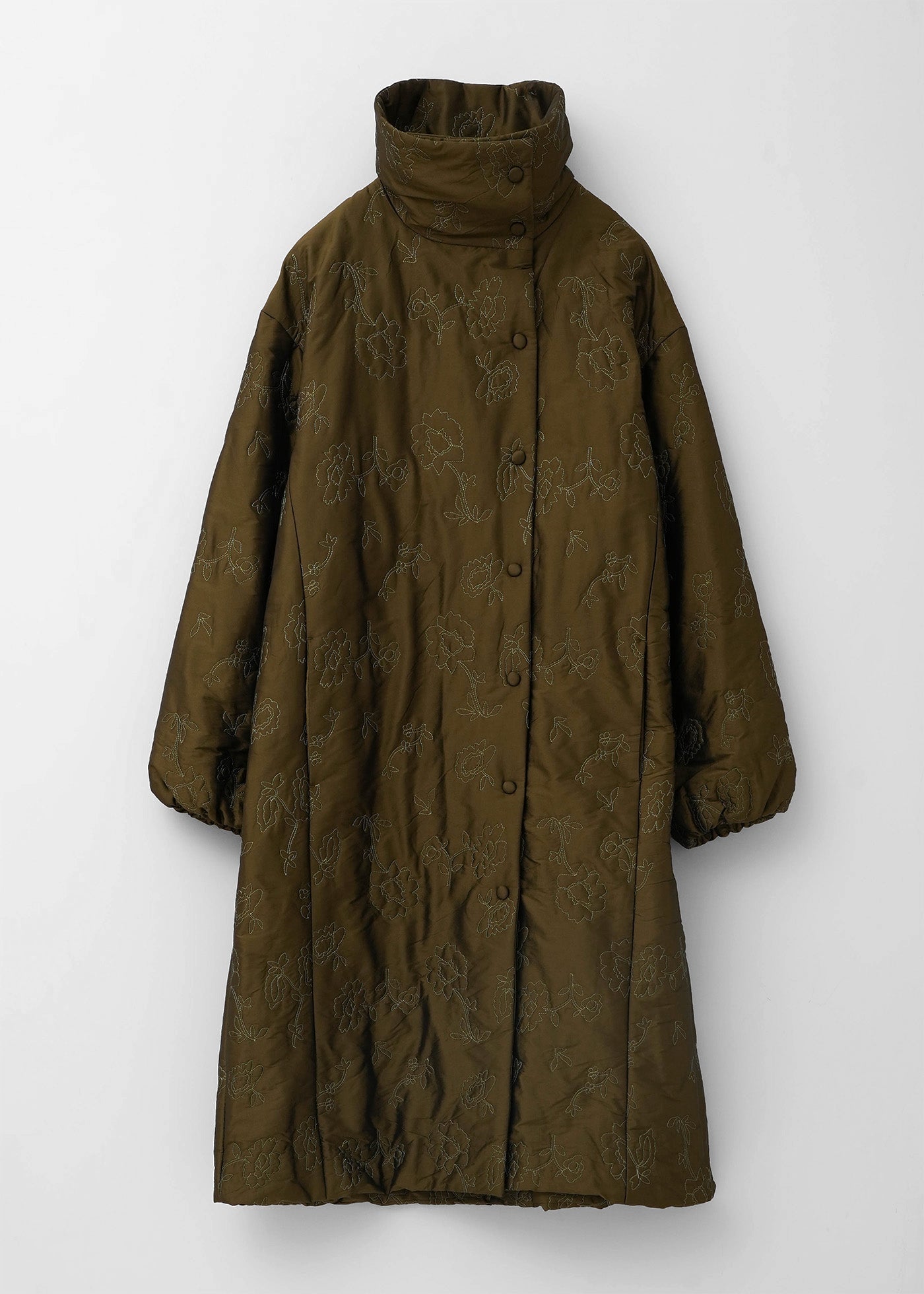 Poly Dupion Flower Embroidery Quilting Coat