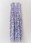 Dobby Stripe Damask Print Embroidery Sleeveless Dress