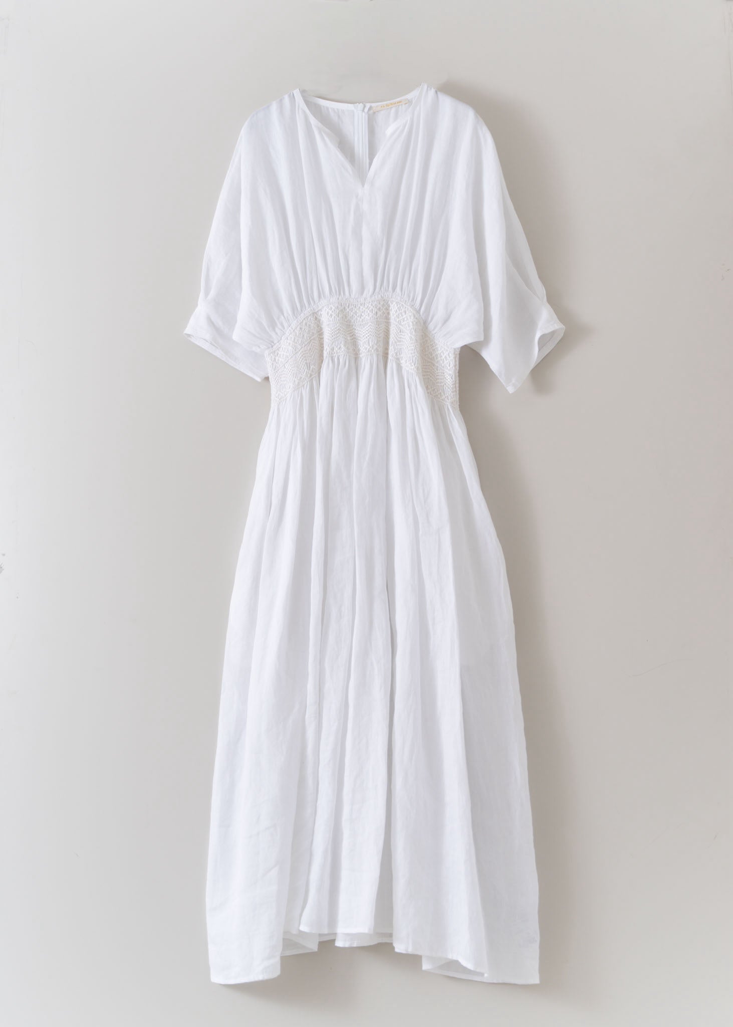 Ramie Smocking Half Sleeve Dress