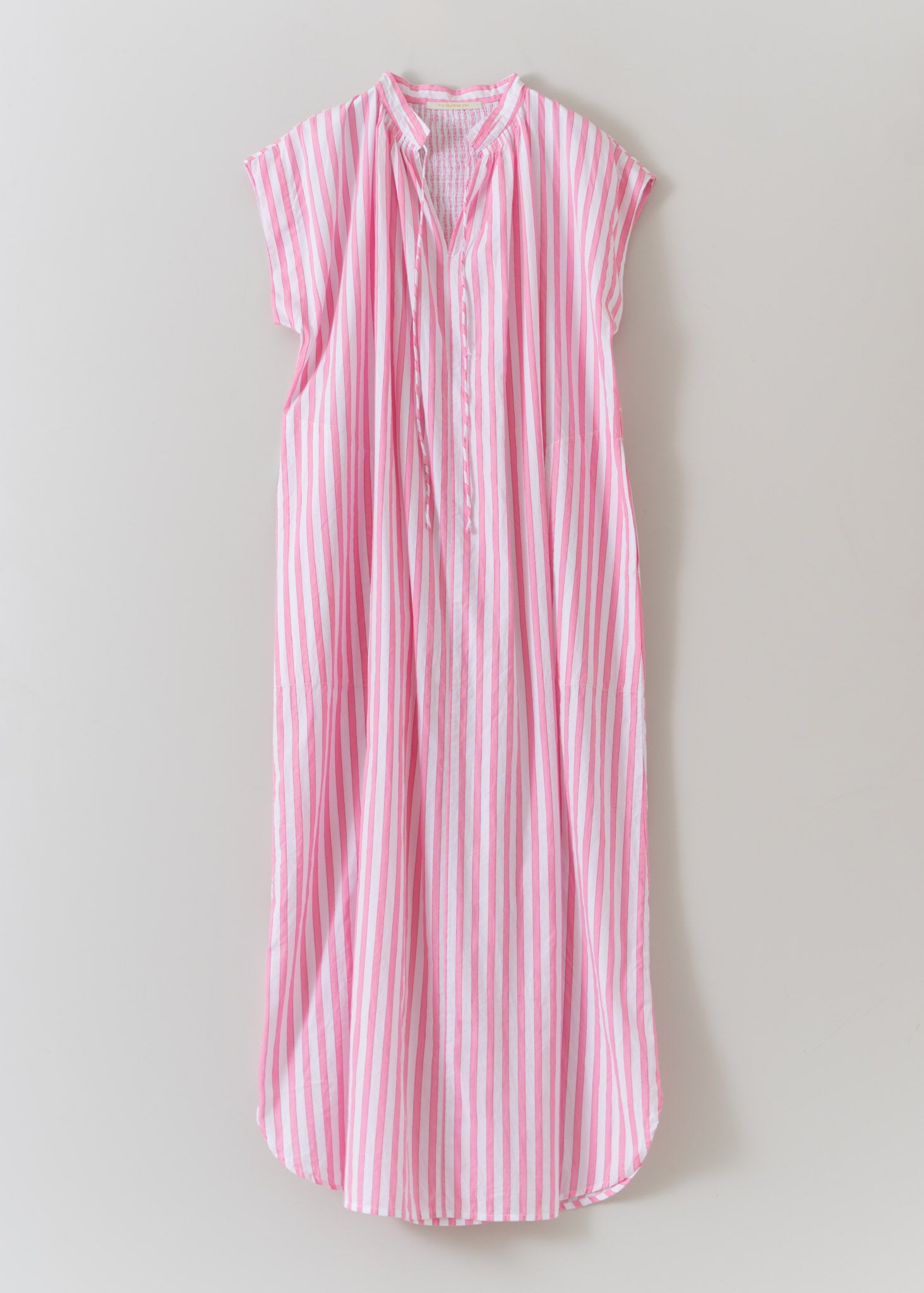 Poplin Stripe Smocking Sleevless Dress