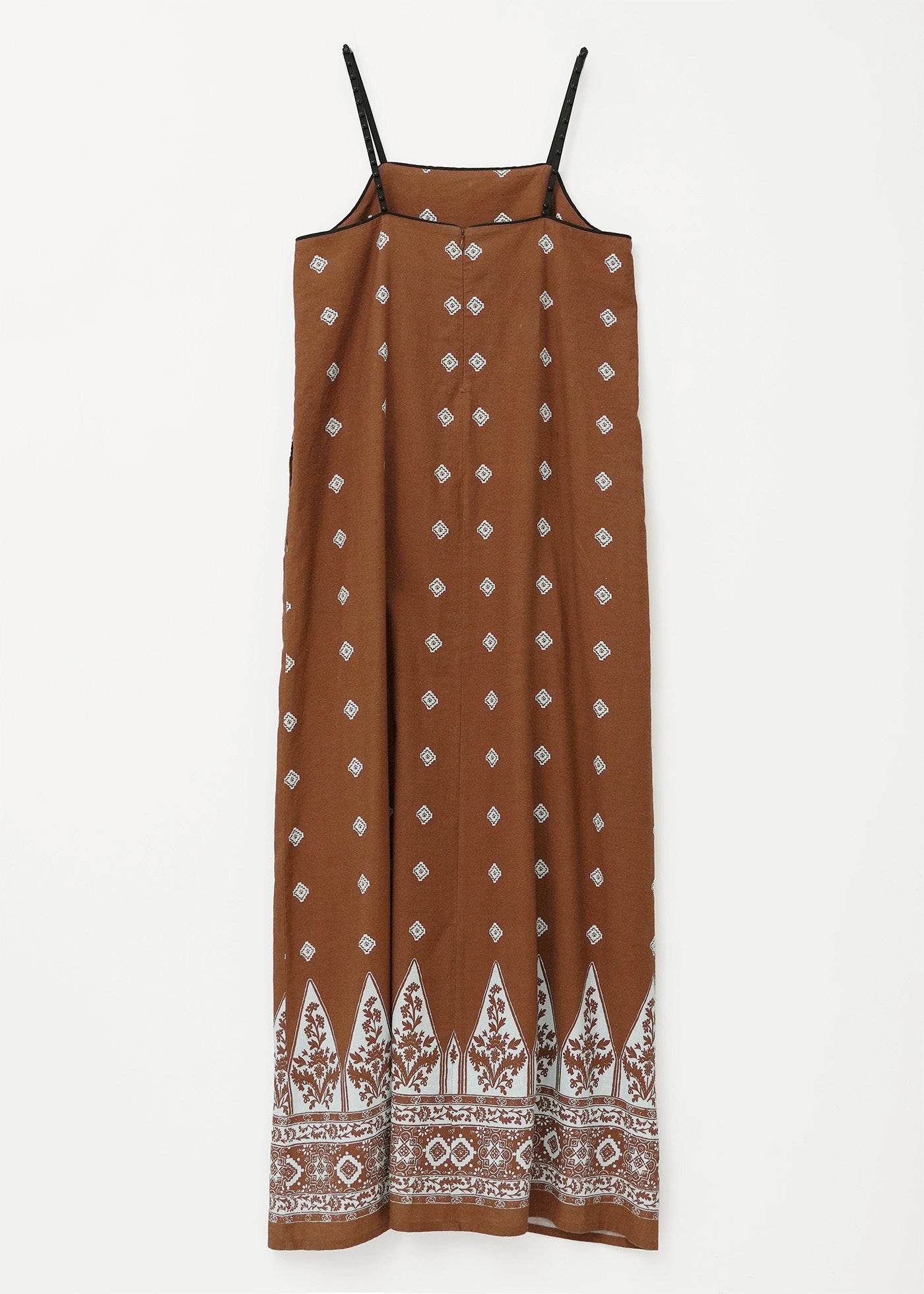 Cotton Linen Zigzag Flower Print Cami Dress