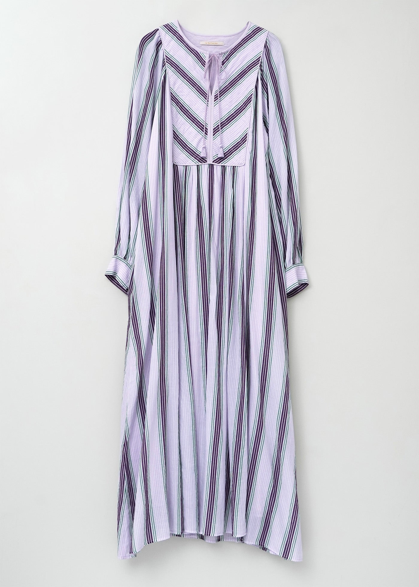Cotton Voile Stripe Gather Dress