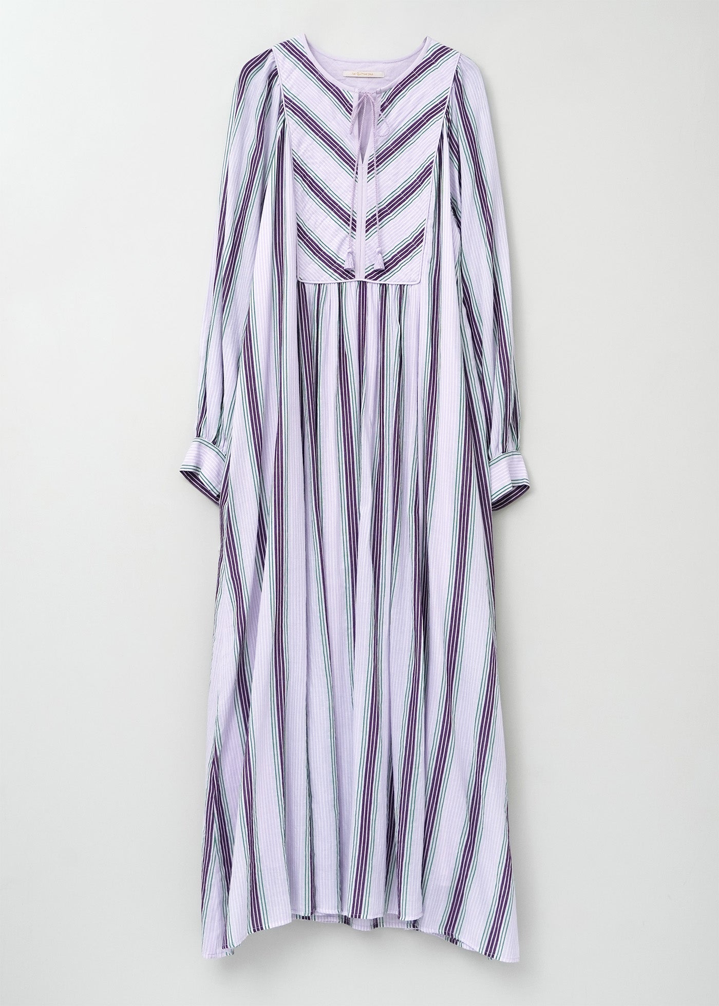 Cotton Voile Stripe Gather Dress