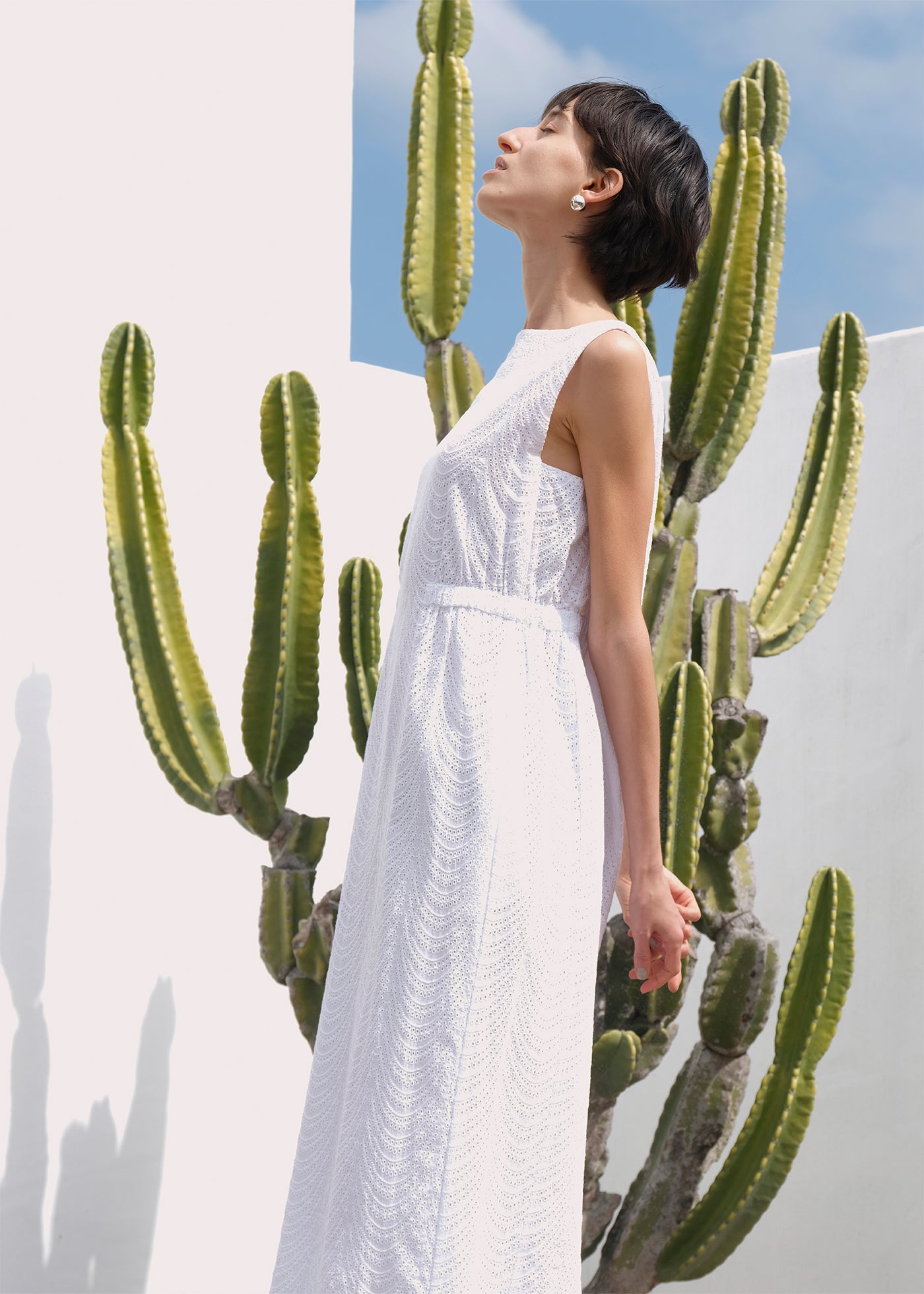 Cotton Voile Neem Cifre Embroidery Sleeveless Dress