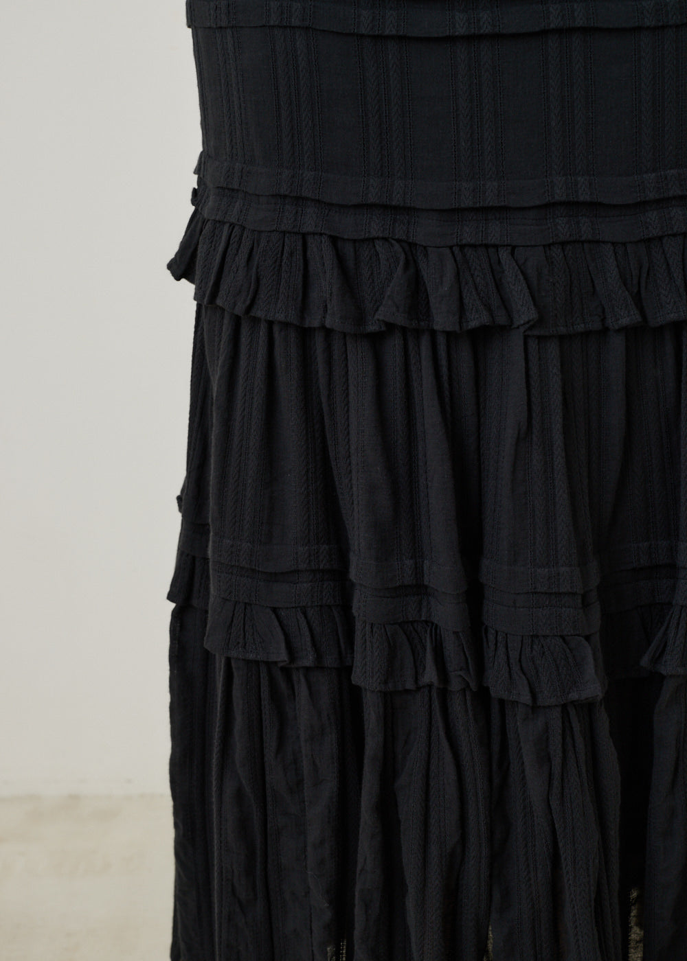 Cotton Stripe Jqd Frill Skirt