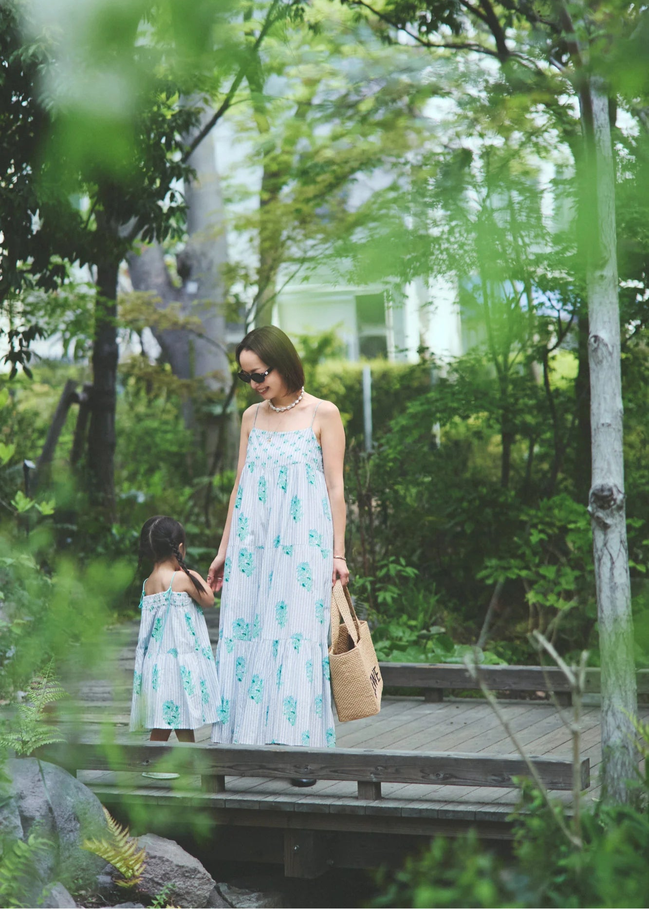 Cotton Jacquard Lily Print Cami Dress