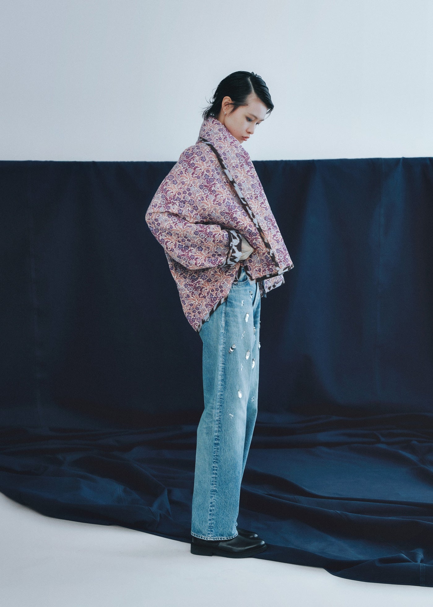 Cotton Jacquard Flower Print Jacket