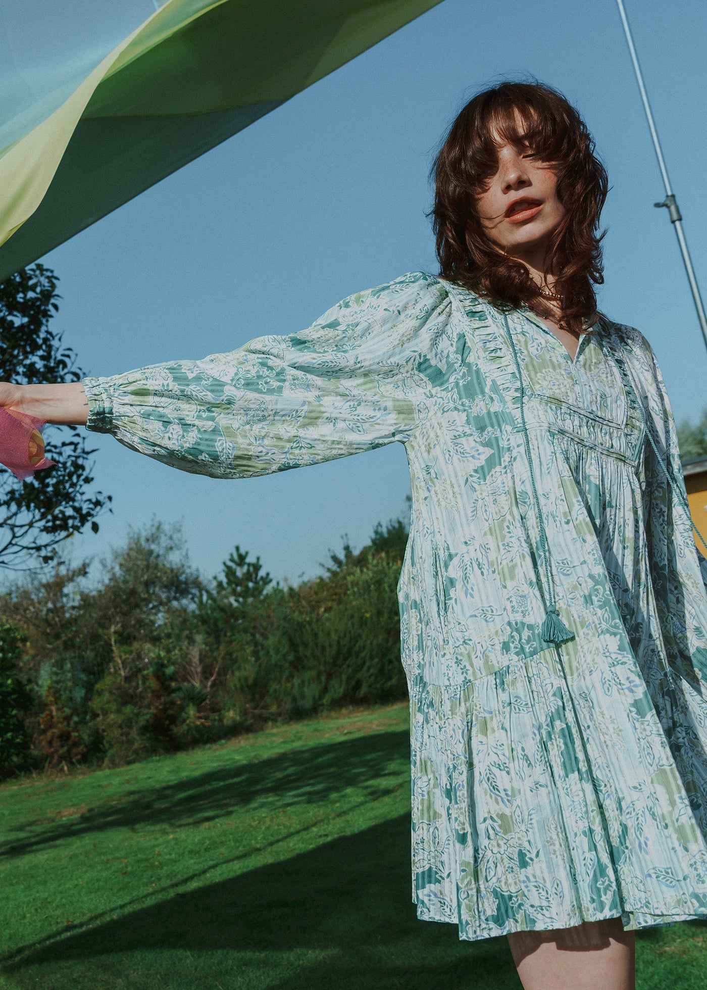 【4/22 10時発売】Cotton Bohemian Flower Print Mini Dress