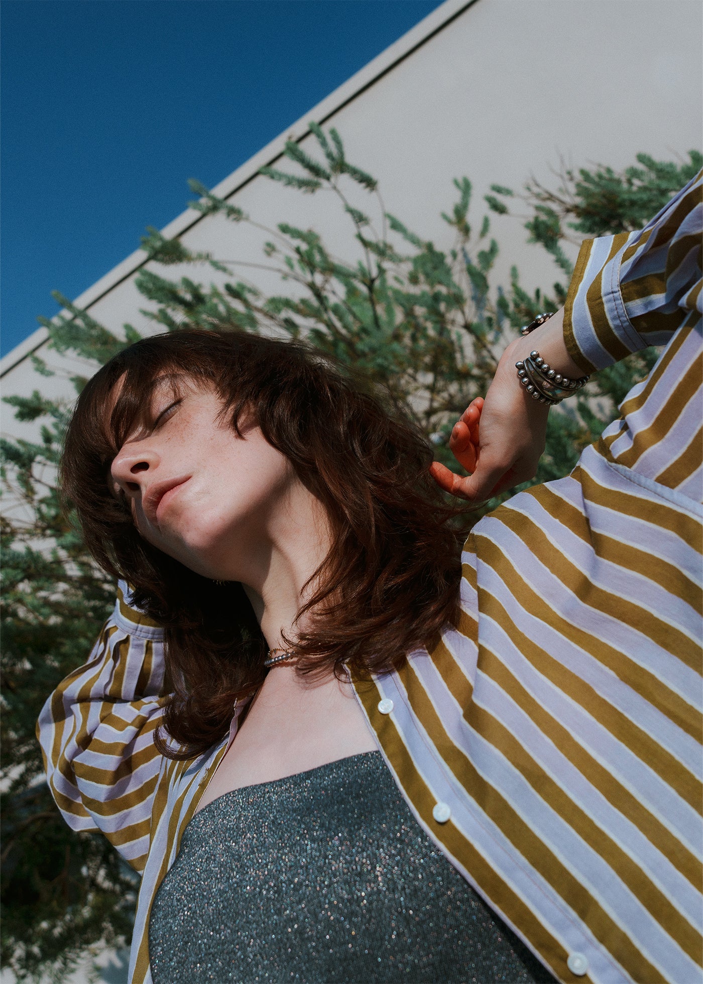 Cotton Wave Stripe Print Shirt