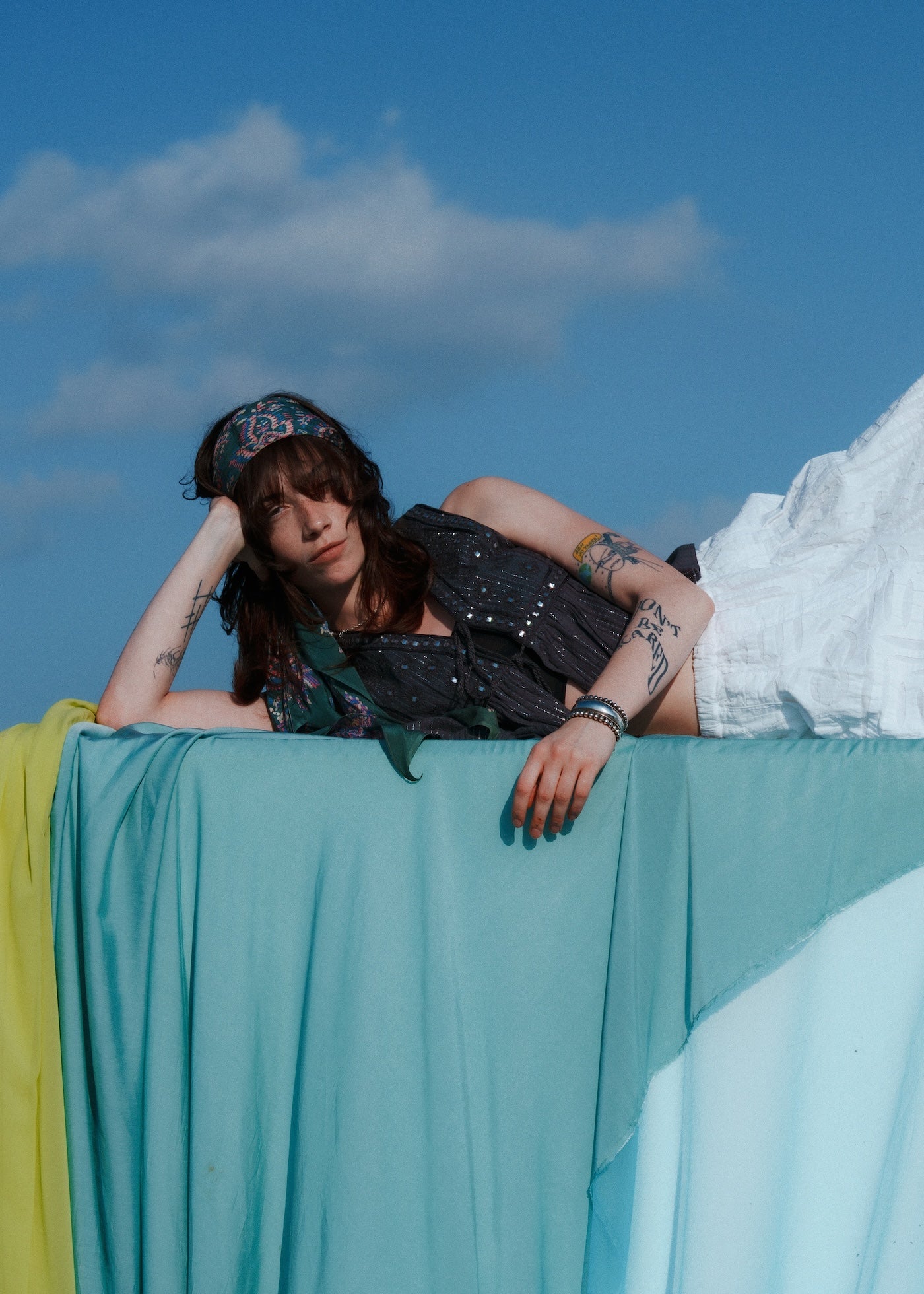 Cotton Jacquard Mirror Embroidery Top