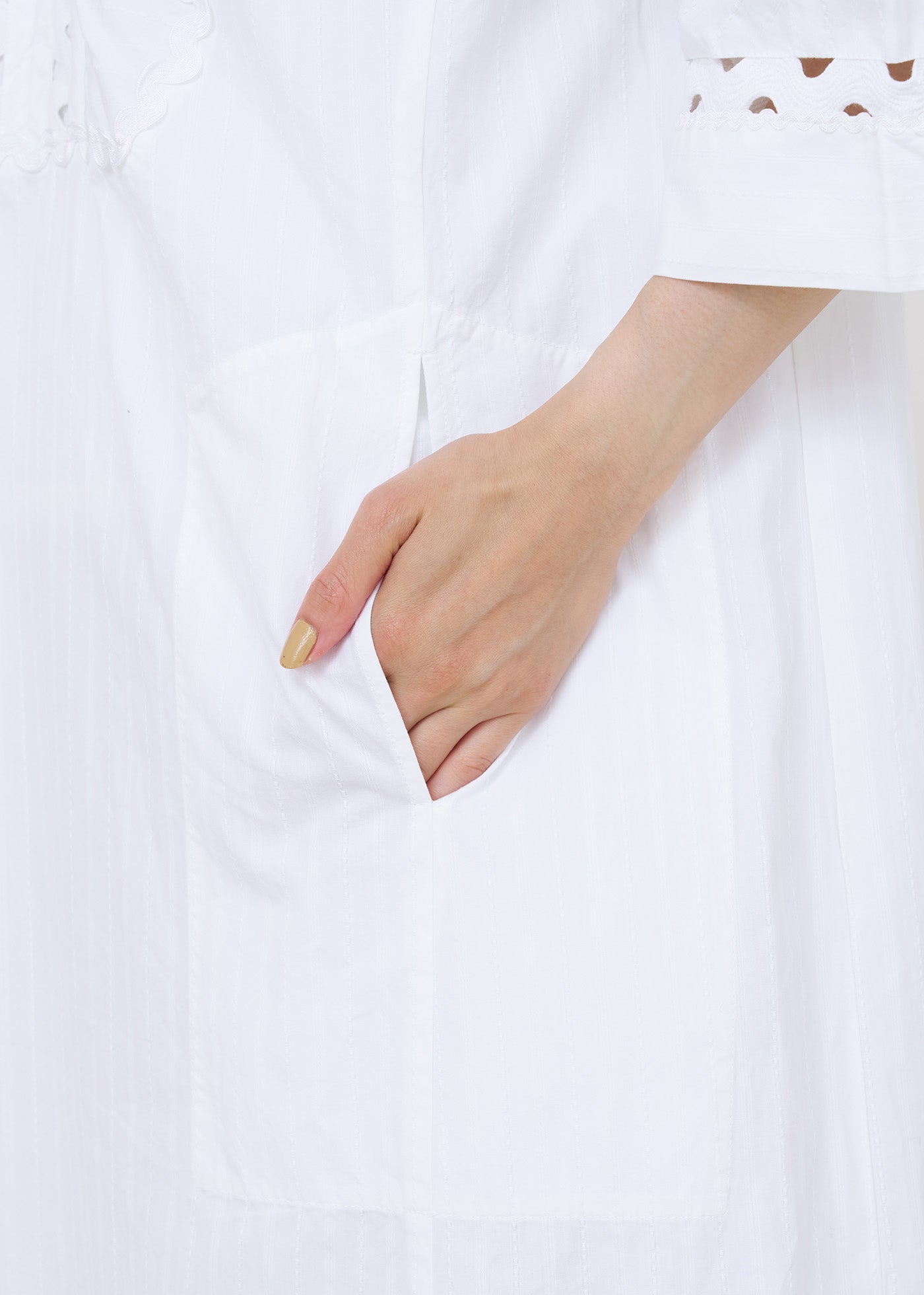 Poplin Dobby Zigzag Tape Caftan Dress