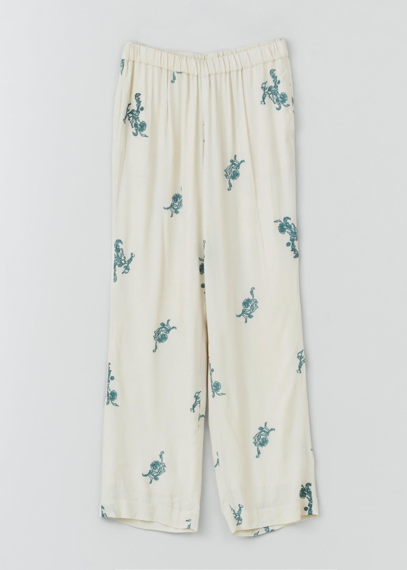 Moss Crape Mini Flower Embroidery Pants